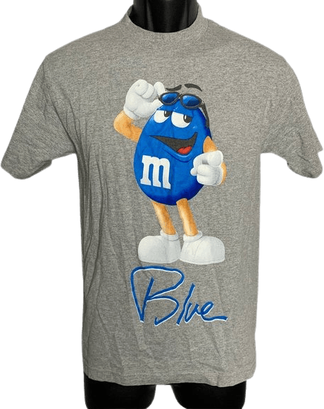 Vintage 90's M&M Blue Snack Crewneck T-Shirt by M&Ms