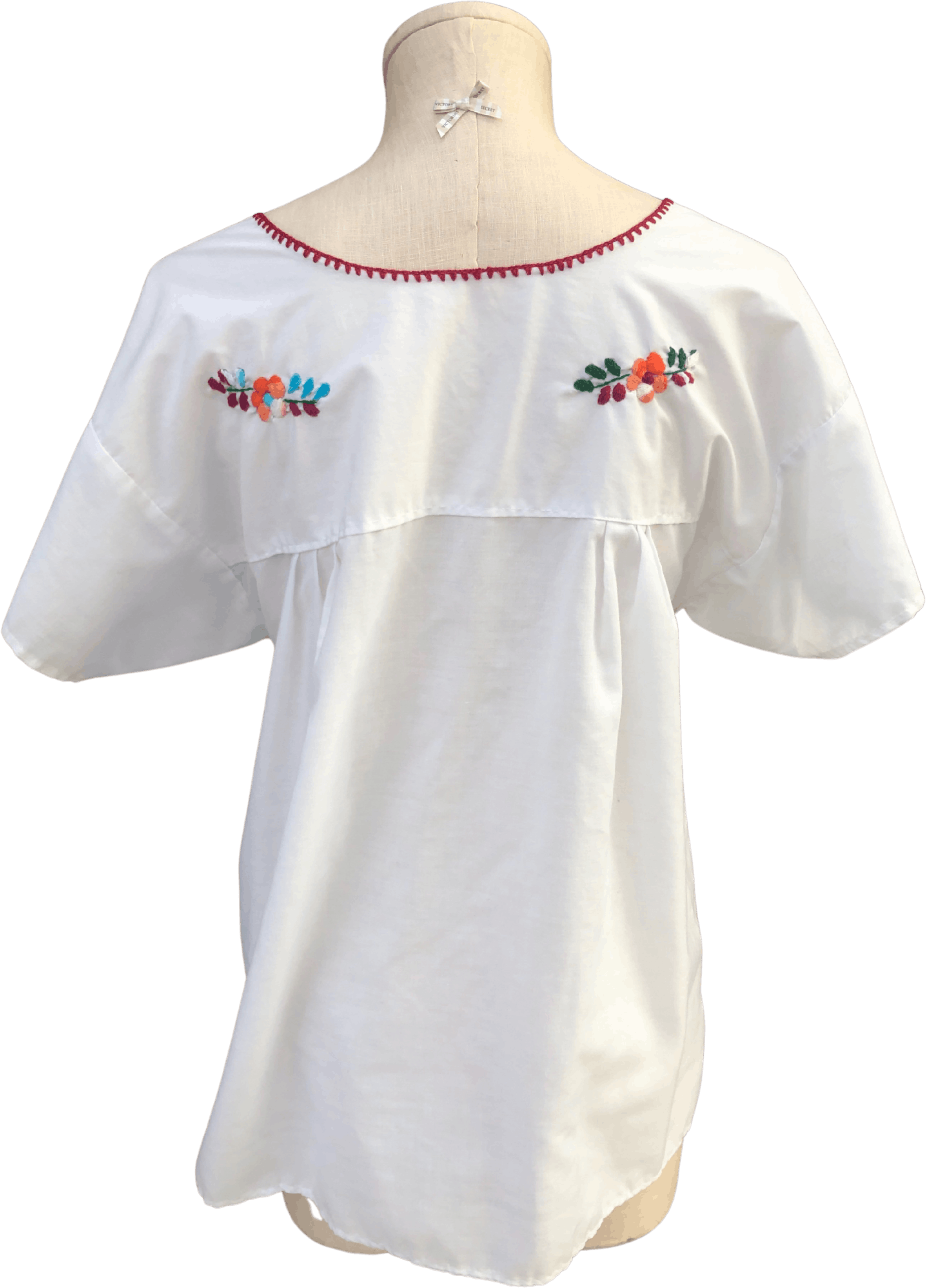 Vintage Multicolor Floral Embroidered White Blouse Shop THRILLING