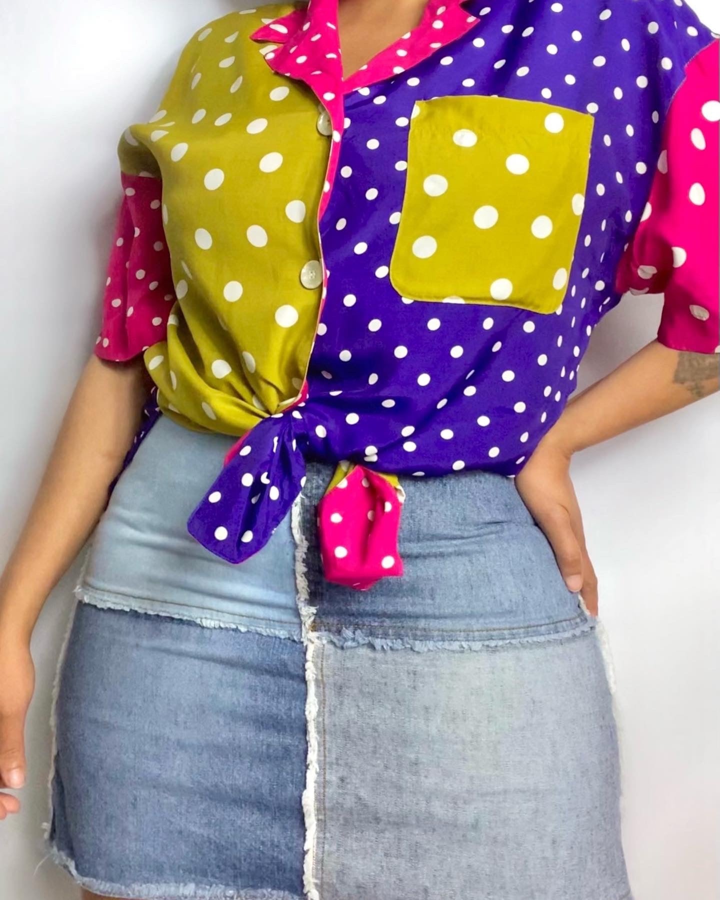 Vintage 2000’s ribbon polka dot top