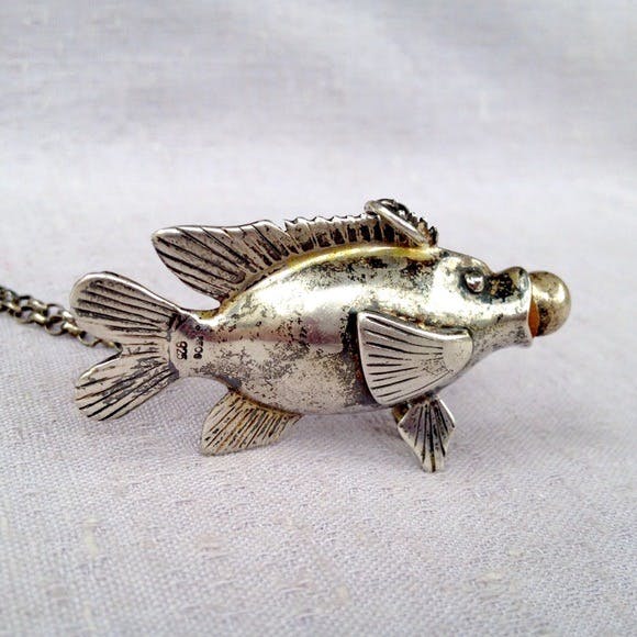 Vintage Sterling Silver Fish Pendant Perfume Vial by Reo | Shop