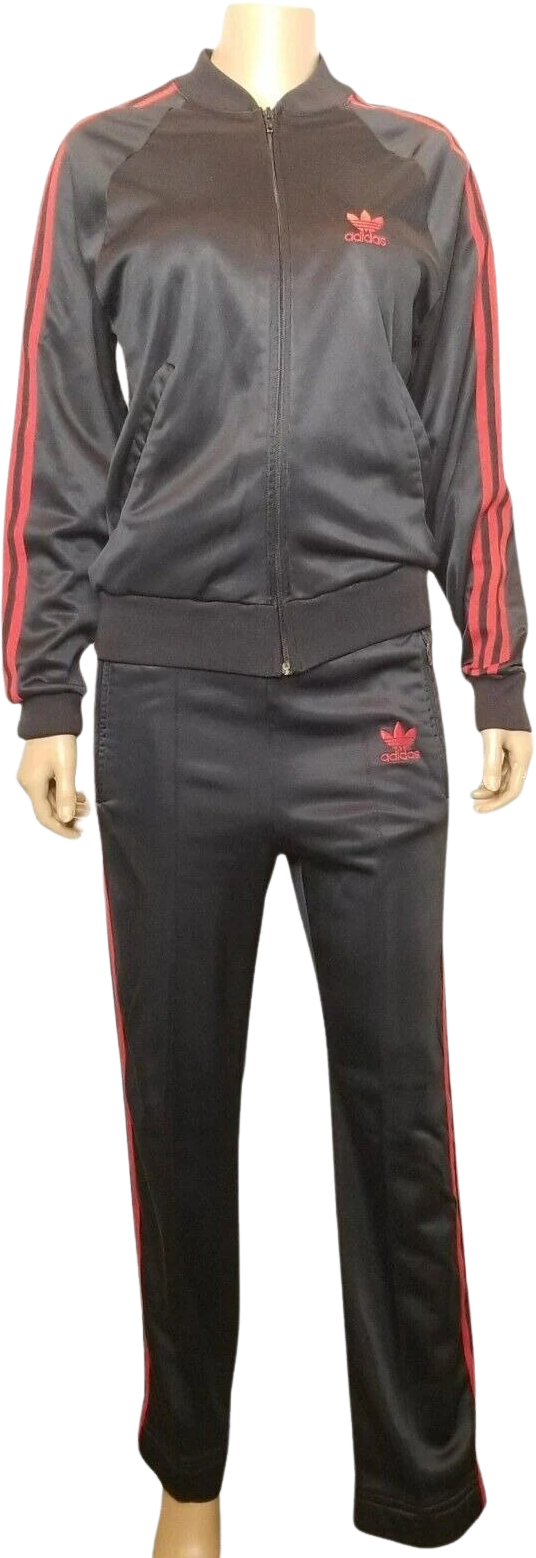 90s Adidas Track Suit Three Stripe Blk/red 90s By Adidas