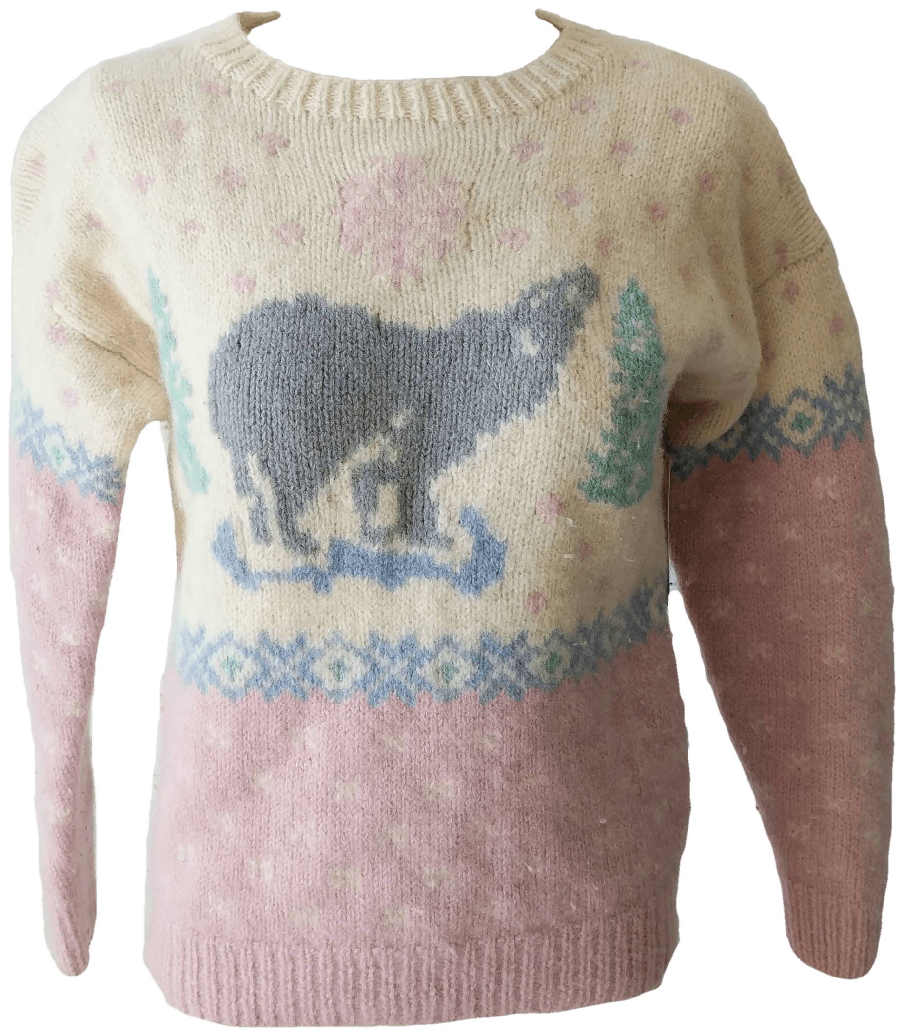 Vintage Wool Pastel Christmas Sweater by Eddie Bauer Shop THRILLING