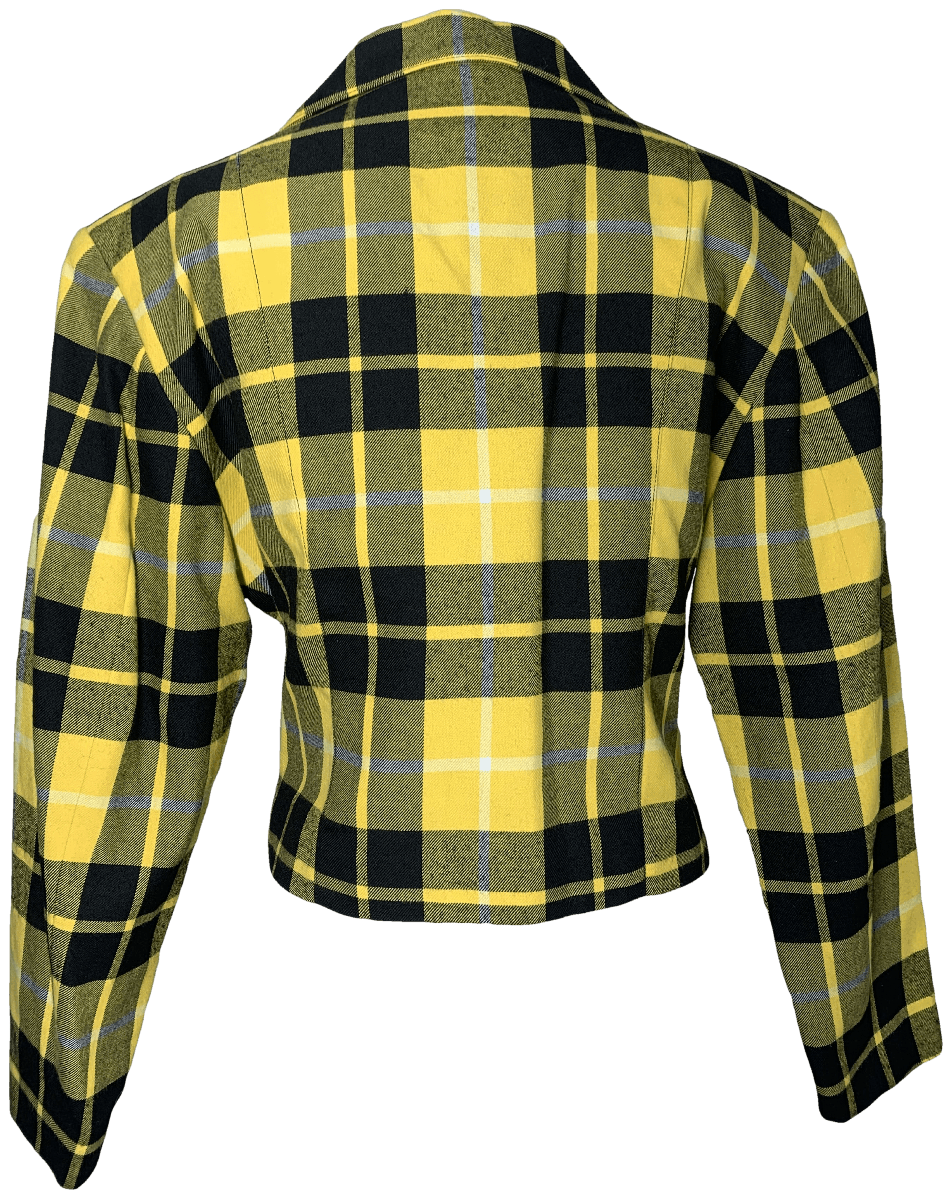 Yellow plaid 2025 cropped blazer