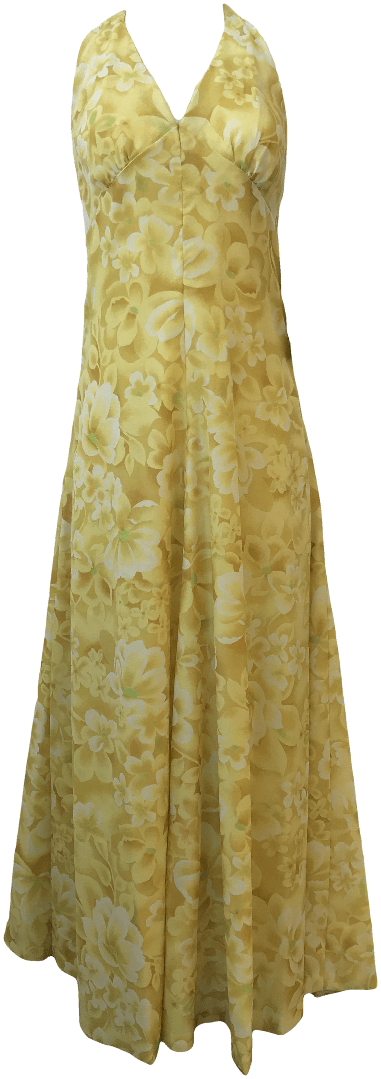 Vintage Yellow Floral Print Halter Maxi Dress | Shop THRILLING