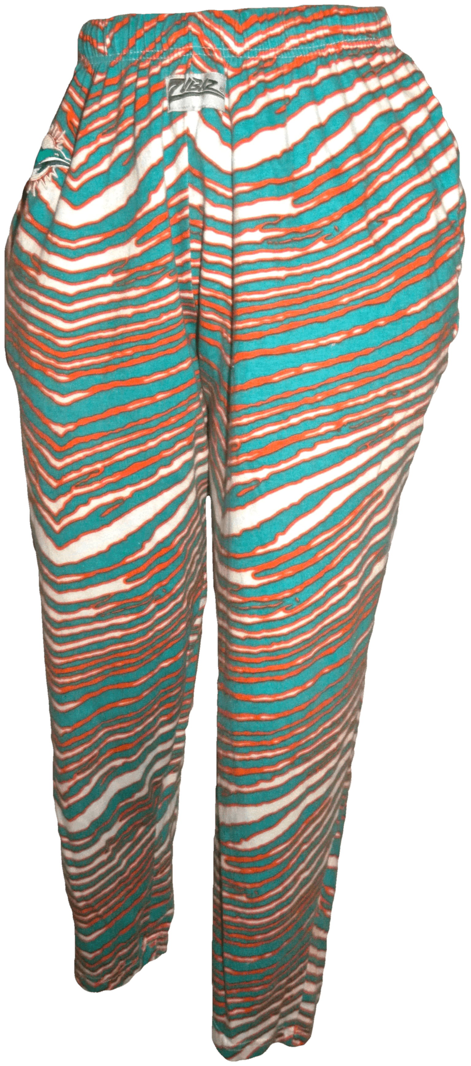 Vintage Zubaz Miami Dolphins Zebra Stripe Baggy Tapered Pants by