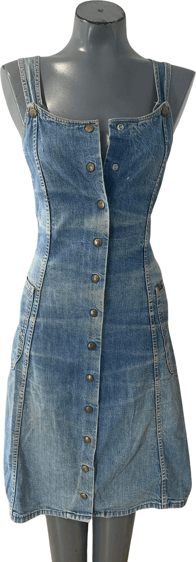 Vintage 00's Denim Button Up Tie Waist Dress Overalls by Lee | Shop ...