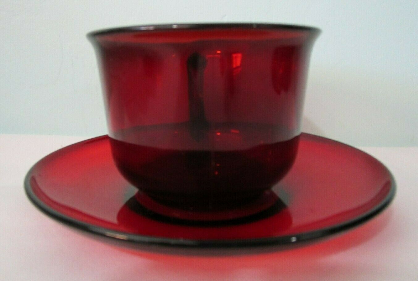 Classic Ruby Red Vintage Rim Shaped Cup and Saucer Set France Euc by A ...