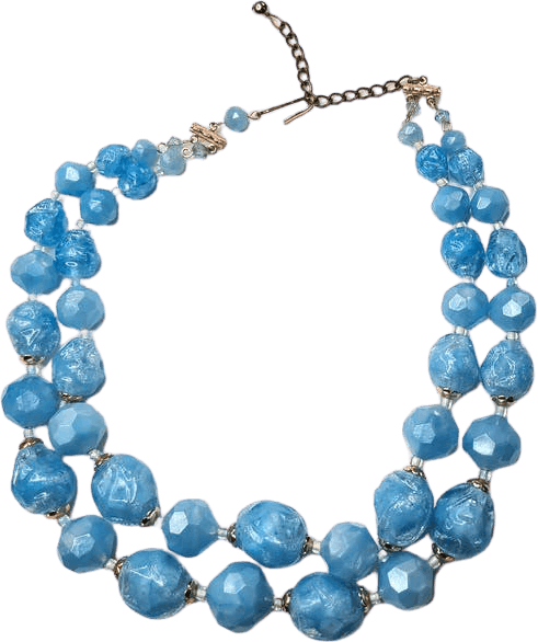 Vintage 50's West Germany Double Strand Light Blue Bead Necklace | Shop ...