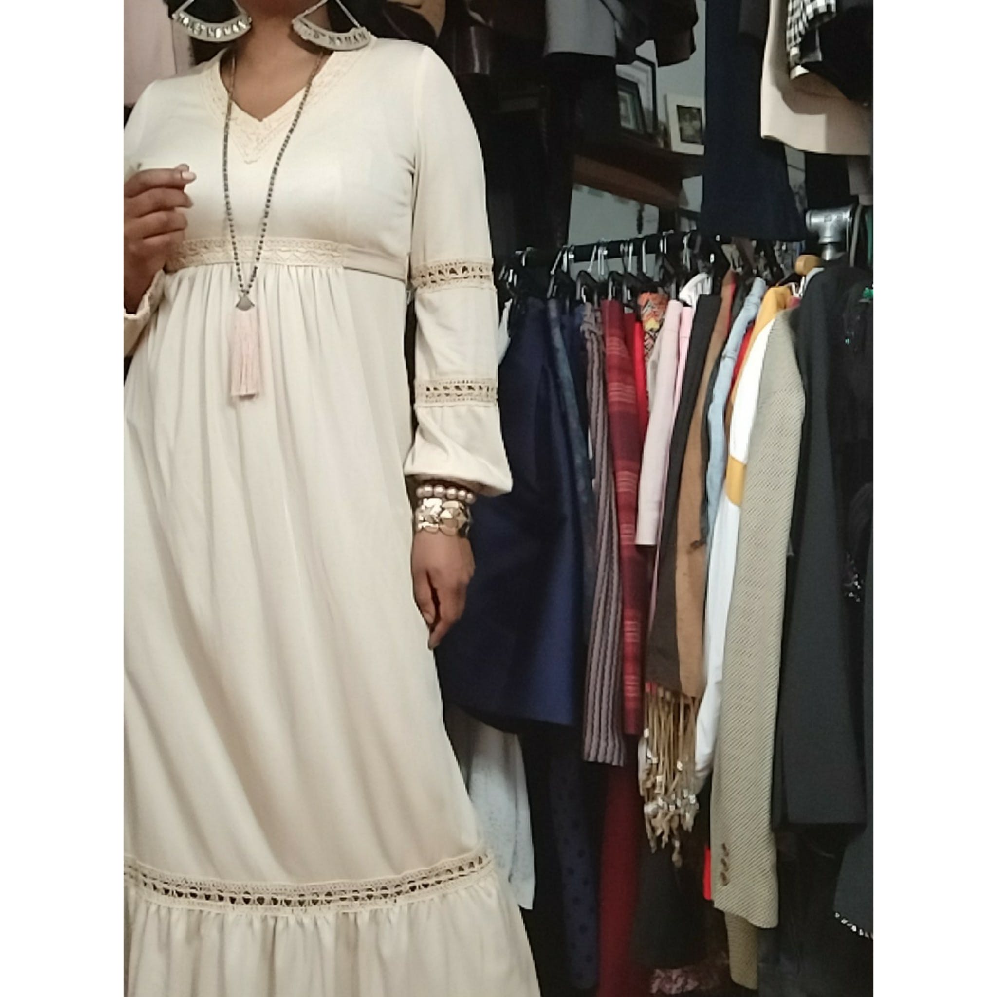 Vintage 60's Cream Peasant Dress by Elco | Shop THRILLING