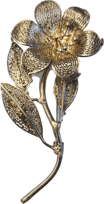 Vintage 40's Silver Filigree Flower Pin | Shop THRILLING