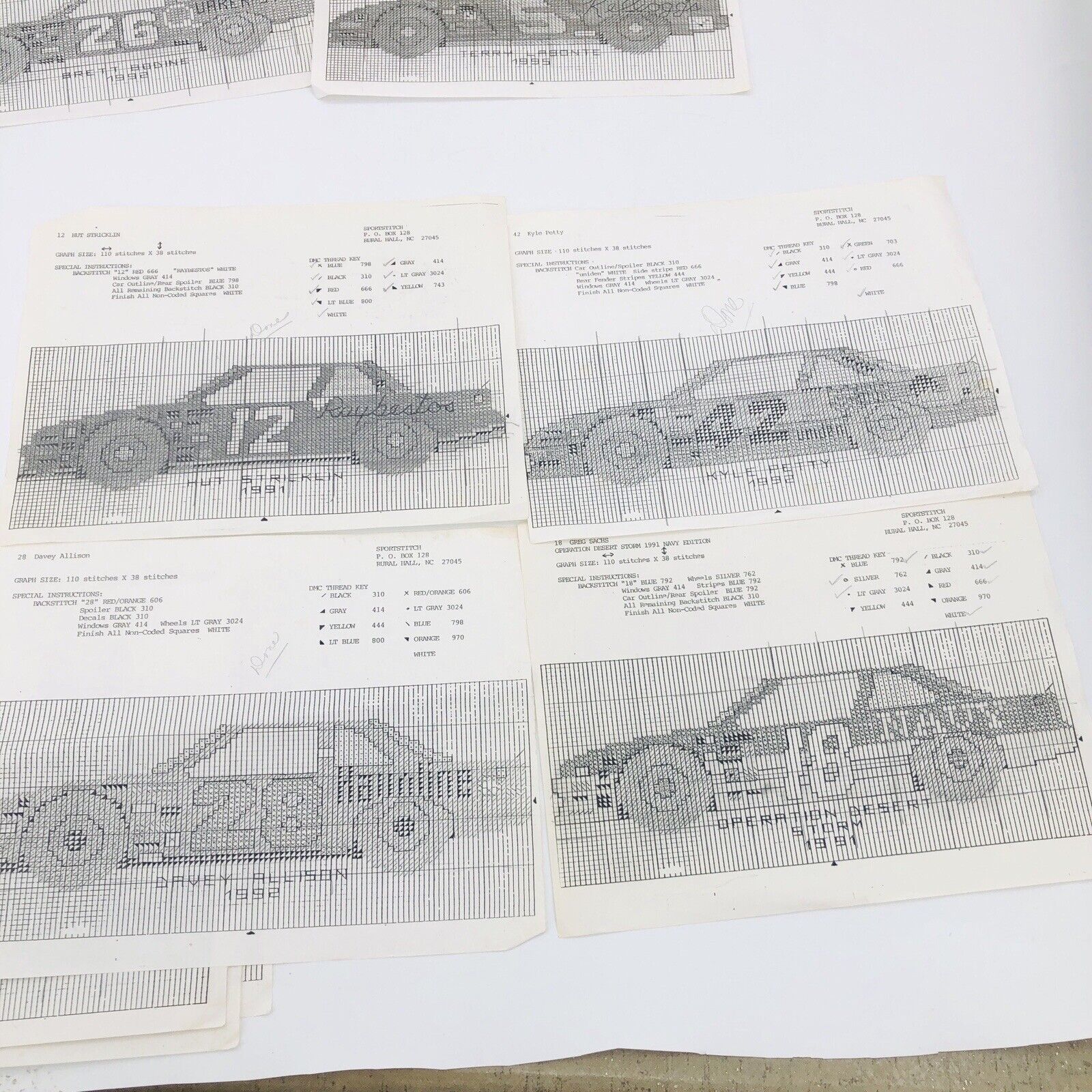 Nascar Drivers Cross Stitch Patterns - Vintage 90s Petty Waltrip Gordo ...