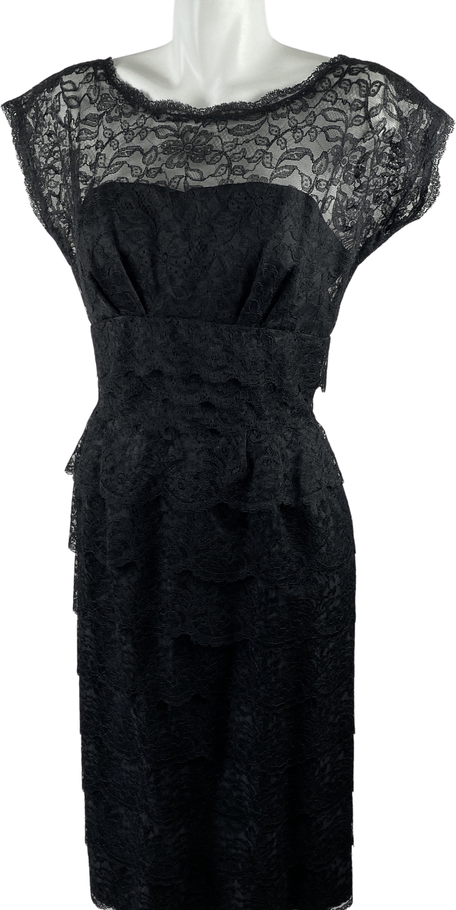 Vintage 50's Black Lace Cupcake Tier Party Dress by Ferman O'grady ...