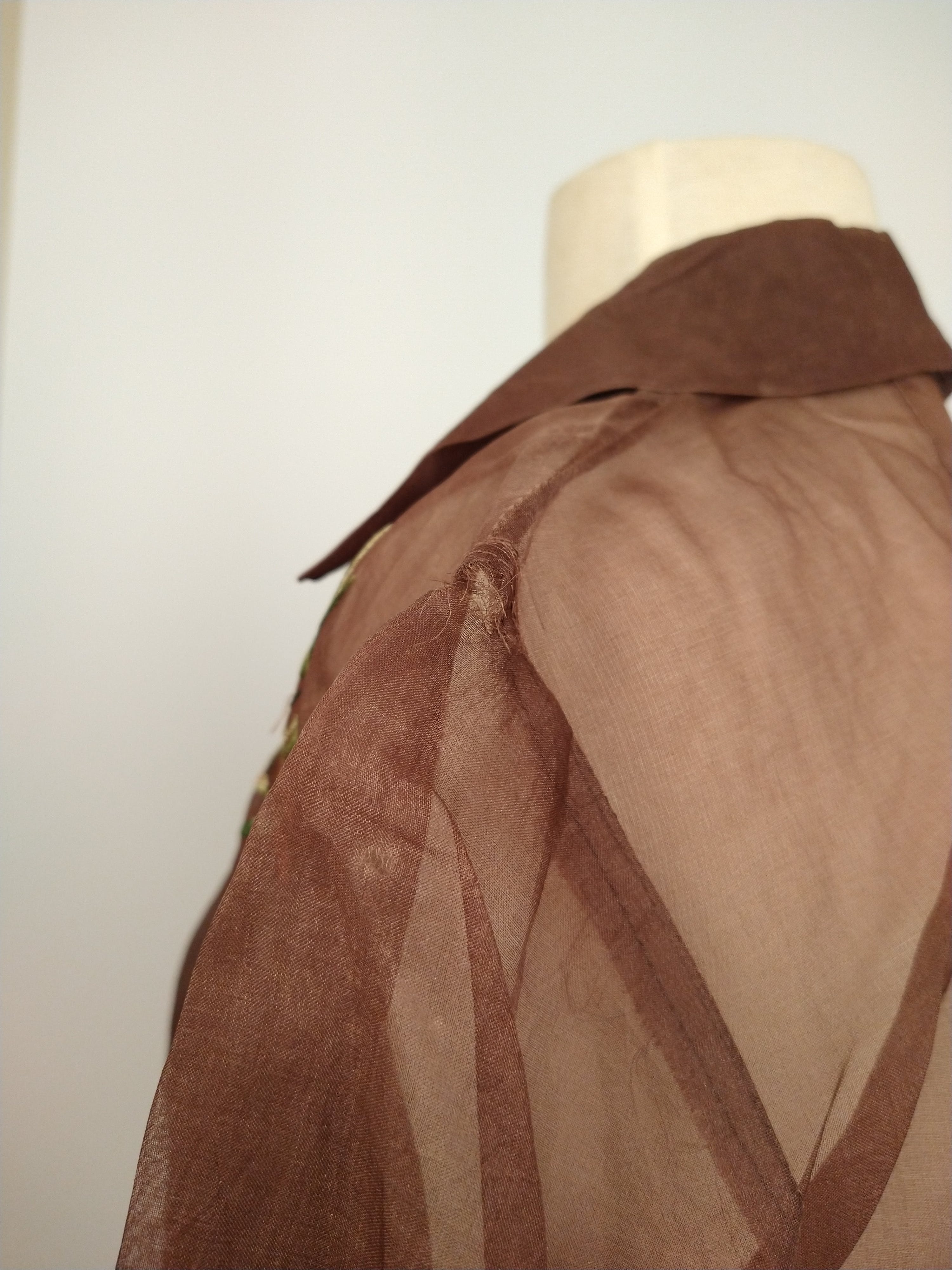 Vintage 50's Sheer Brown Floral Embroidered Day Dress | Shop THRILLING