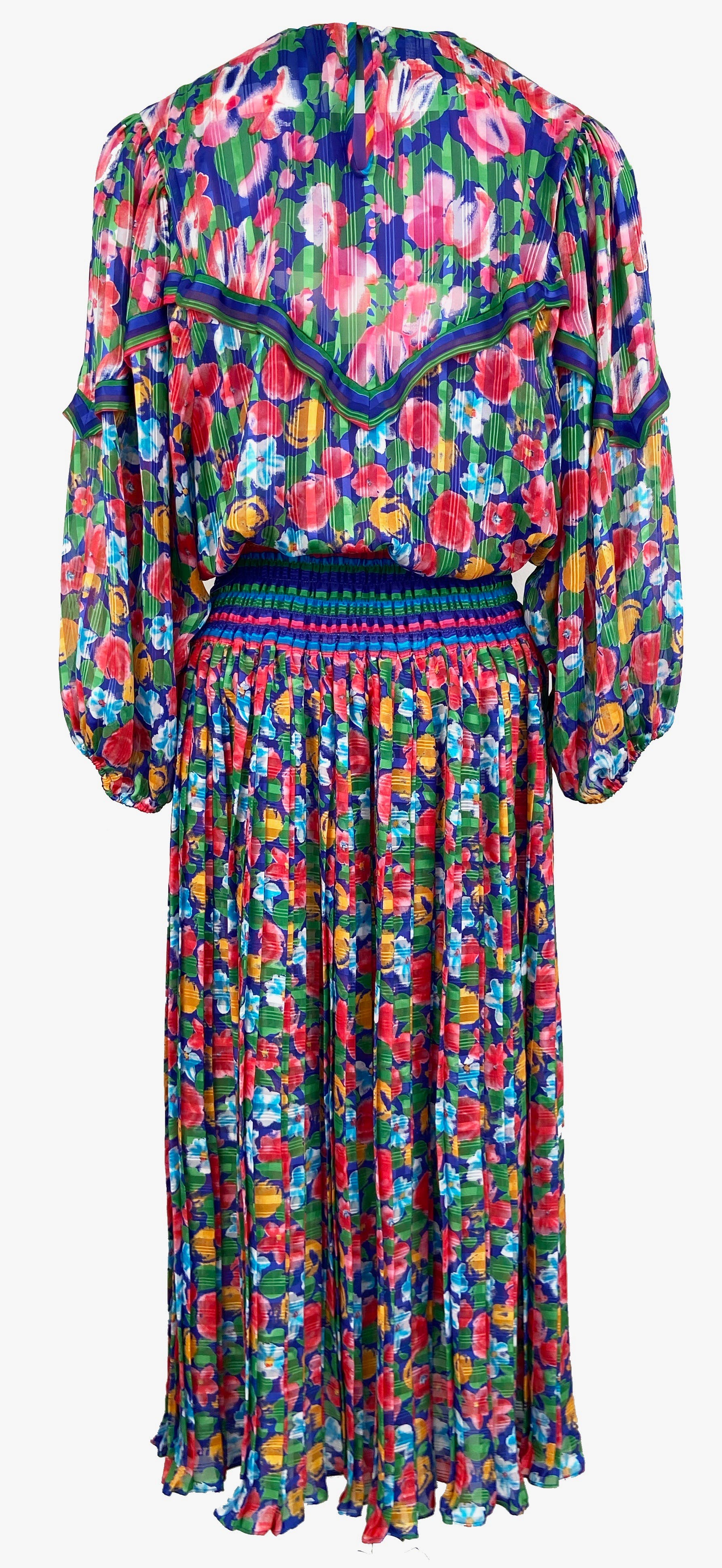 Vintage 80's Sheer Multicolor Floral Dress by Diane Freis | Shop THRILLING