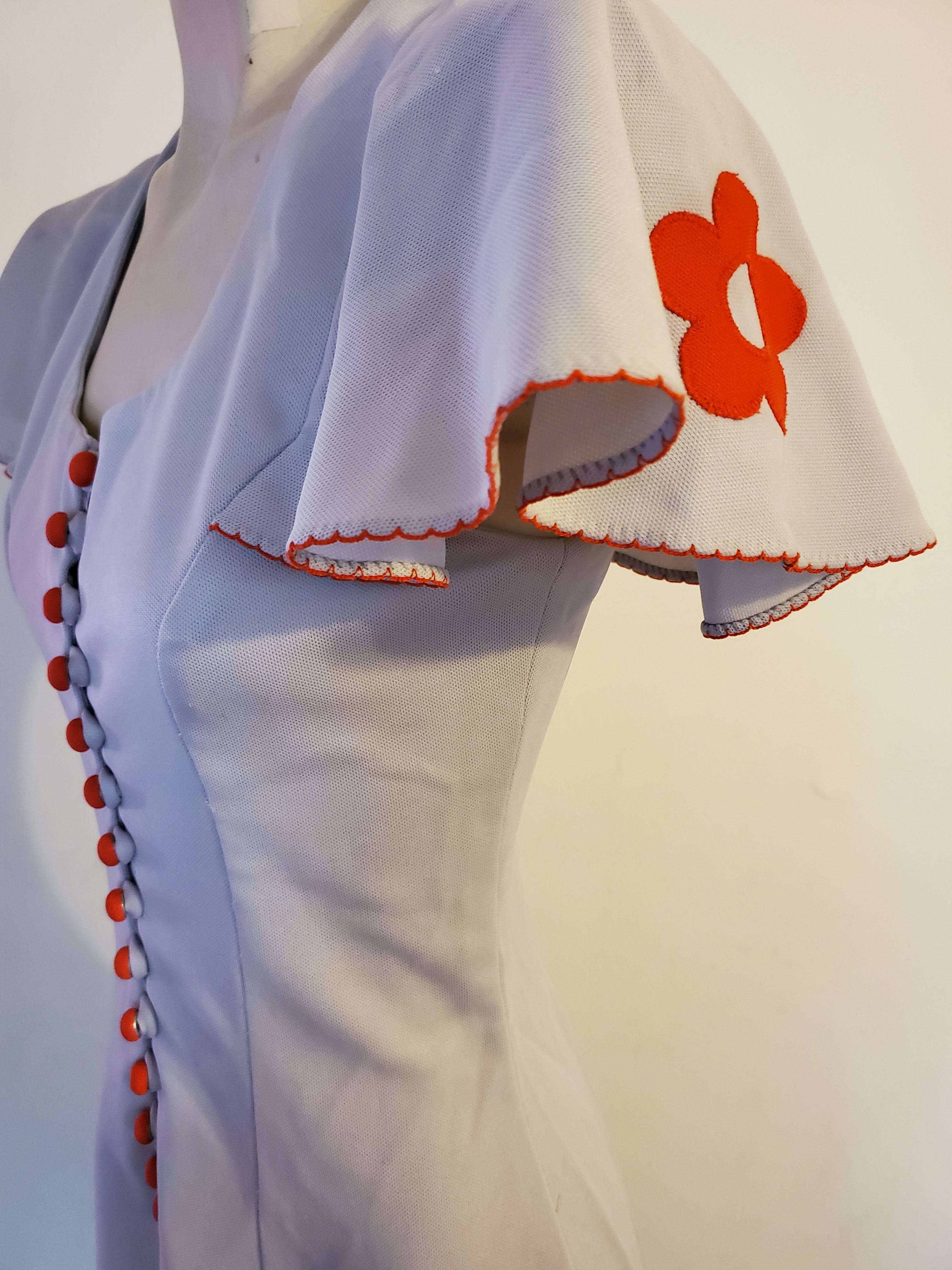 Vintage 60's/70's Dress with Mary Quant Style Flower Appliques | Shop ...
