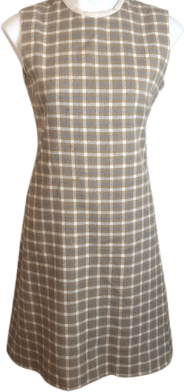 Vintage 60's/70's Tan and Cream Plaid Mod Go Go Dress | Shop THRILLING