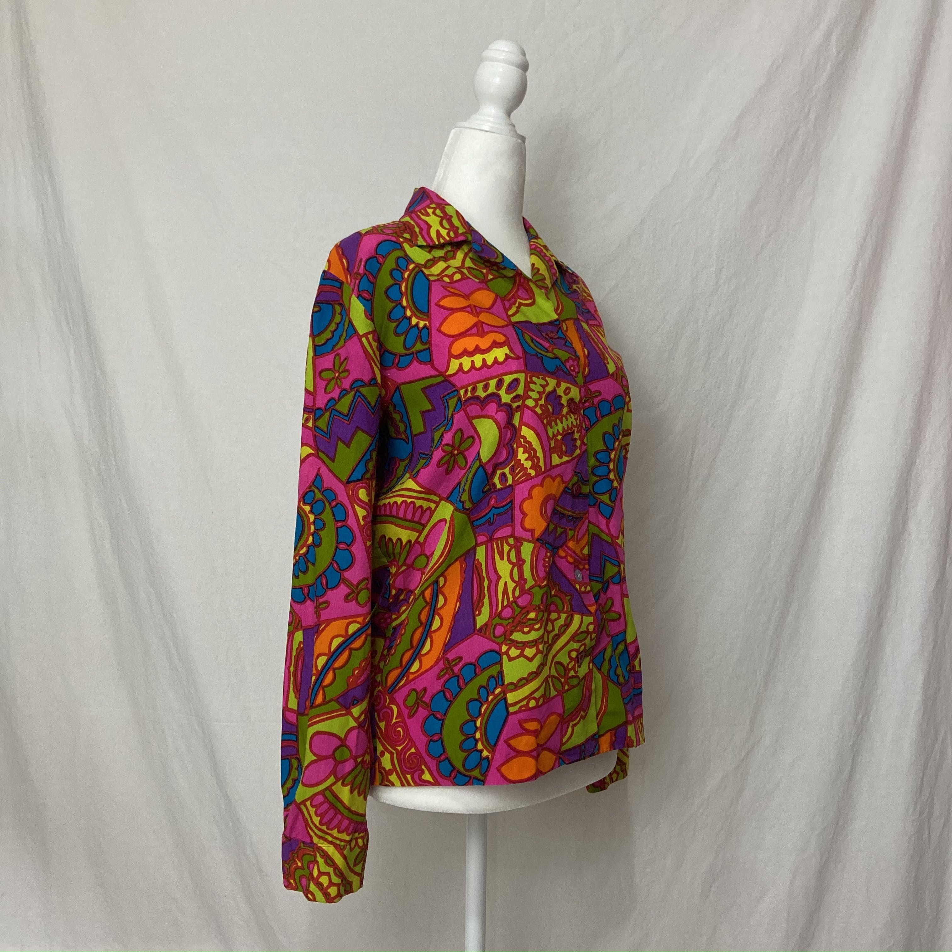 Vintage 60’s Neon Flower Power Button Up Shirt | Shop THRILLING