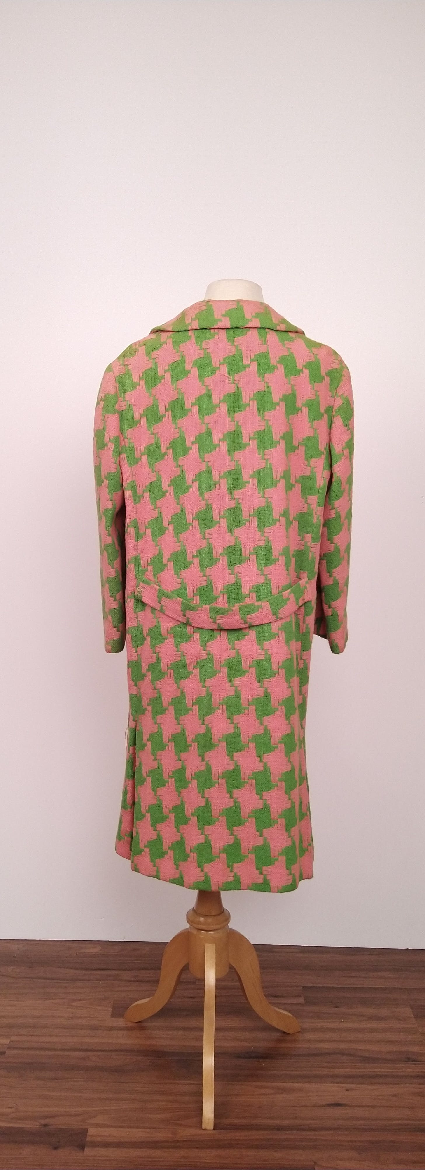 Vintage 60’s Pink and Green DayGlo Houndstooth Coat and Dress Set by ...