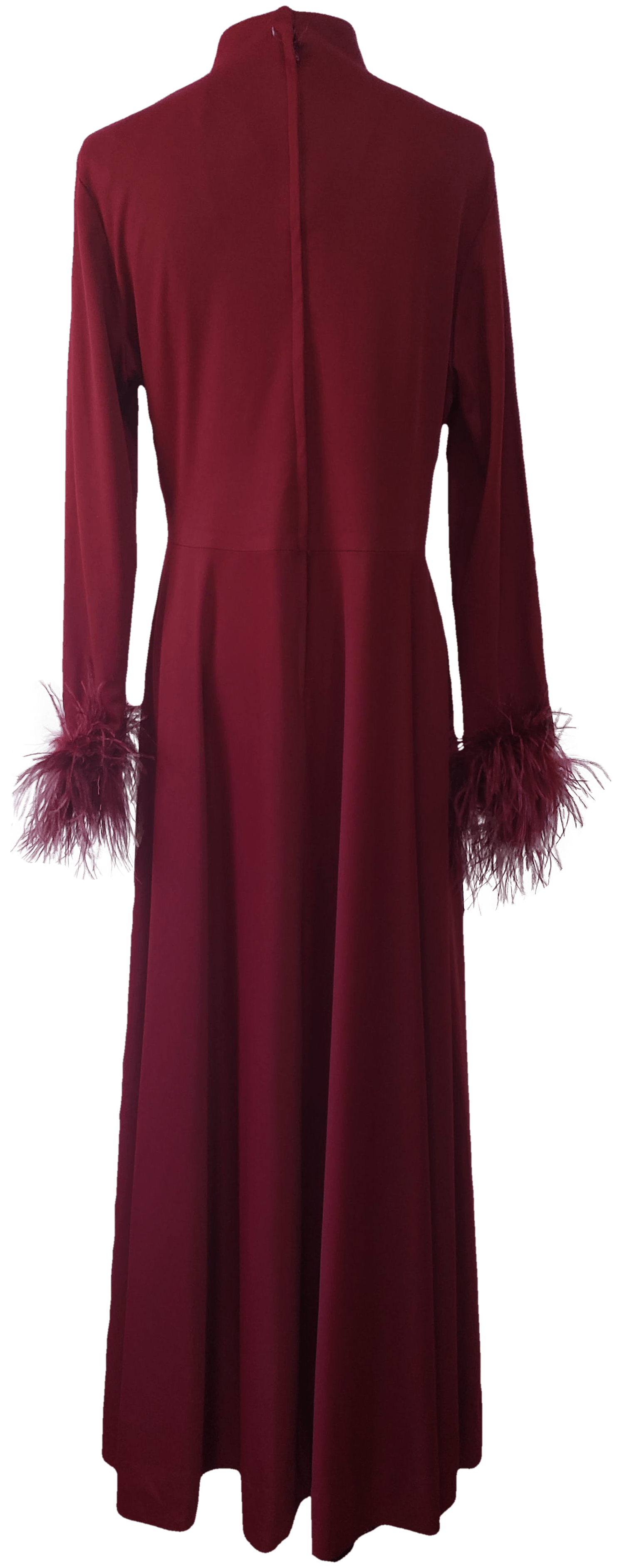 Feather Sleeve Details Maxi Dress - Maroon main image 1