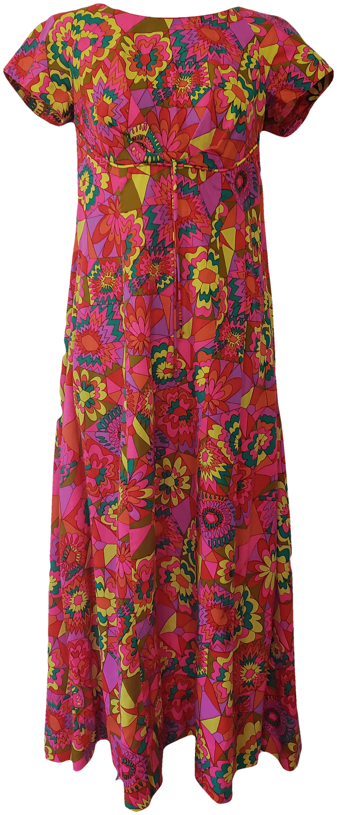 Vintage 60's Bright Geometric Floral Print Dress by Noelani Casuals ...