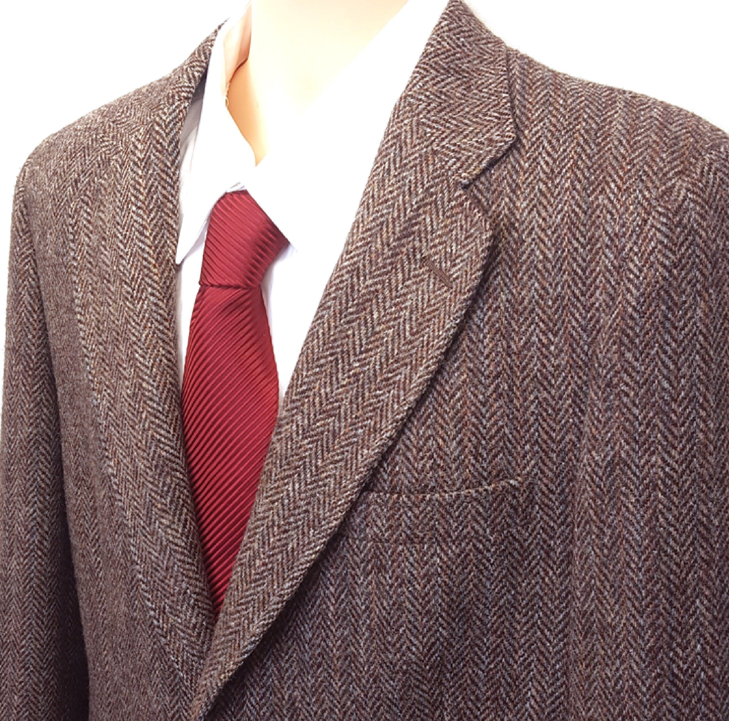 Vintage 70’s 80’s Brown Herringbone Wool Sport Coat by Harris Tweed ...