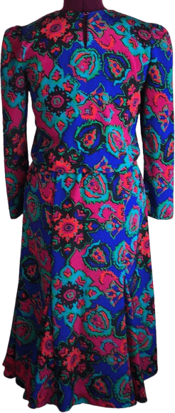 Vintage 70's/80's Long Sleeve Blousy Top Printed Dress by Lady Page ...