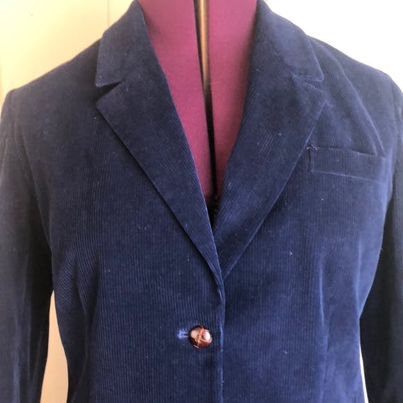 Vintage 70's/80's Navy Blue Corduroy Two Button Blazer | Shop THRILLING