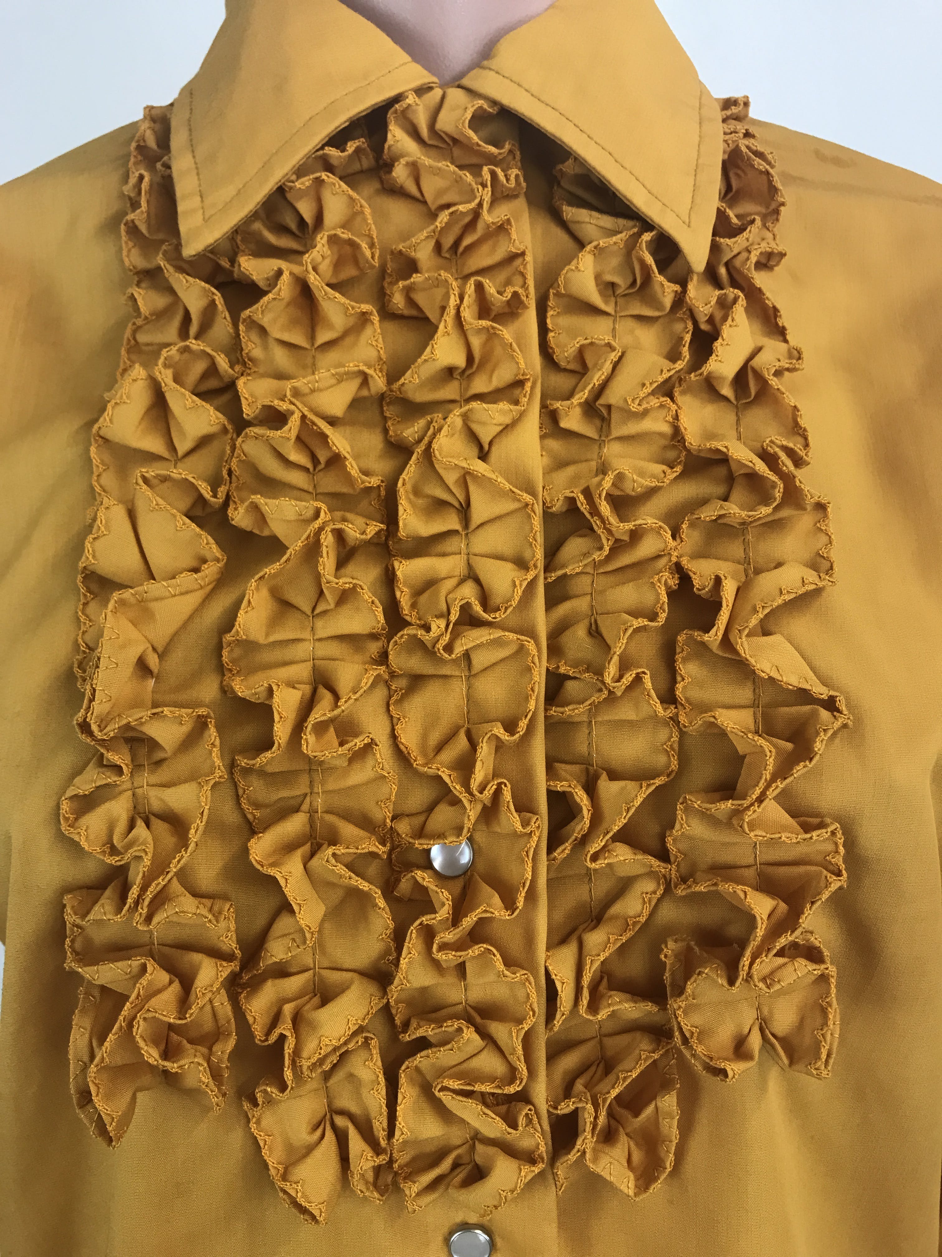 Vintage 70's Ruffle Front Button Up Blouse by Miller | Shop THRILLING