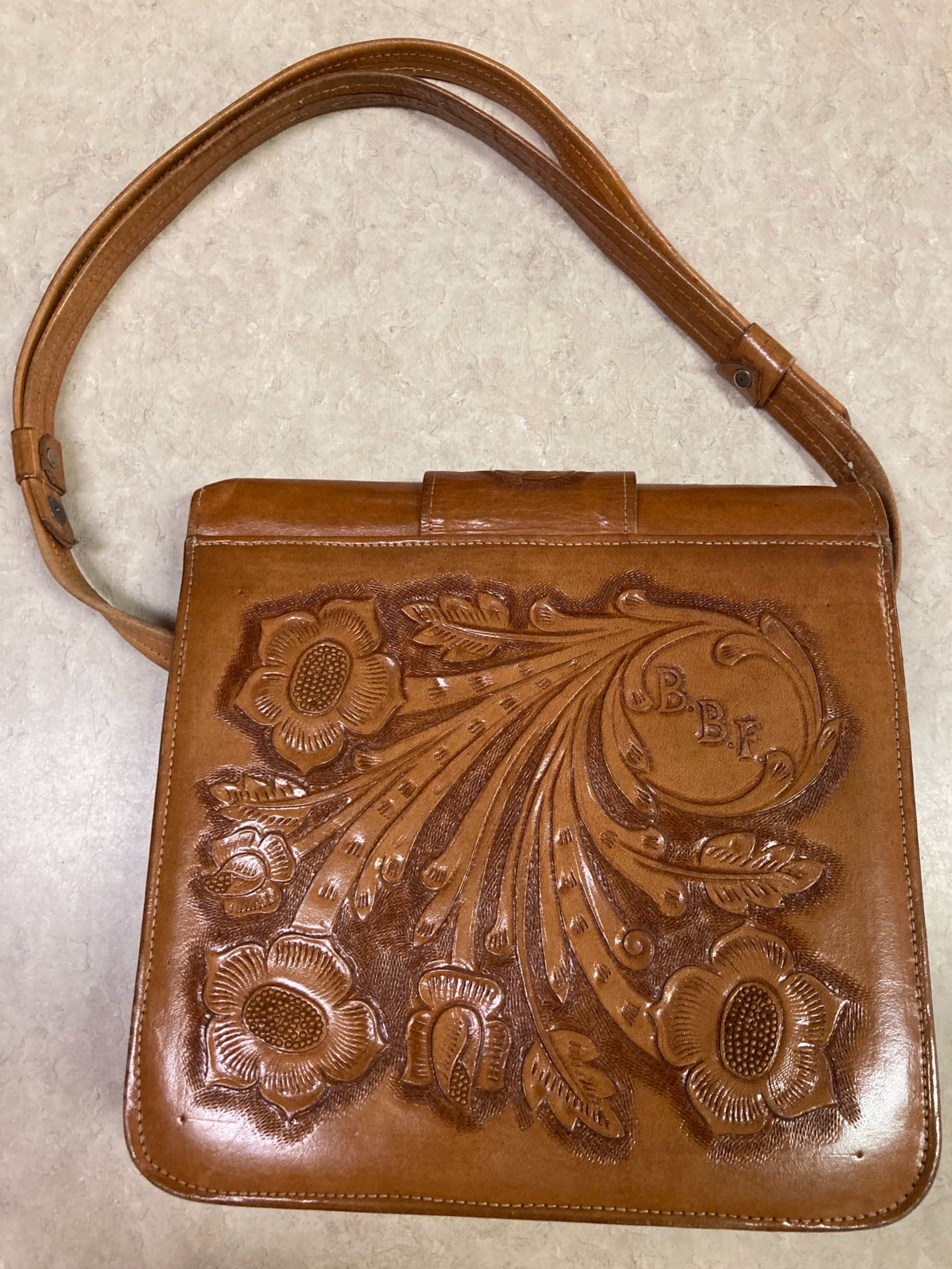 Vintage 70's Hand Tooled Floral Leather Handbag | Shop THRILLING