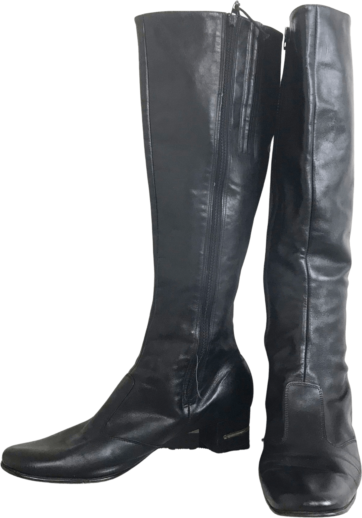 Vintage 70's Knee High Black Leather Go-Go Boots by Selby | Shop THRILLING