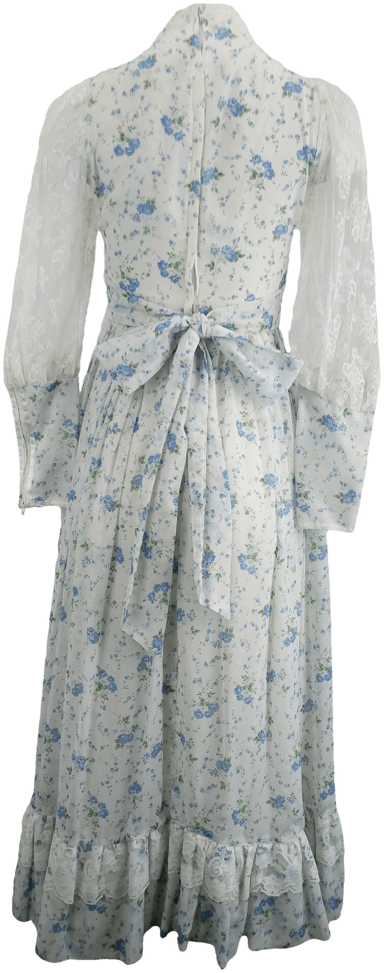 Vintage 70's Blue Floral and White Maxi with Lace by Gunne Sax | Shop ...