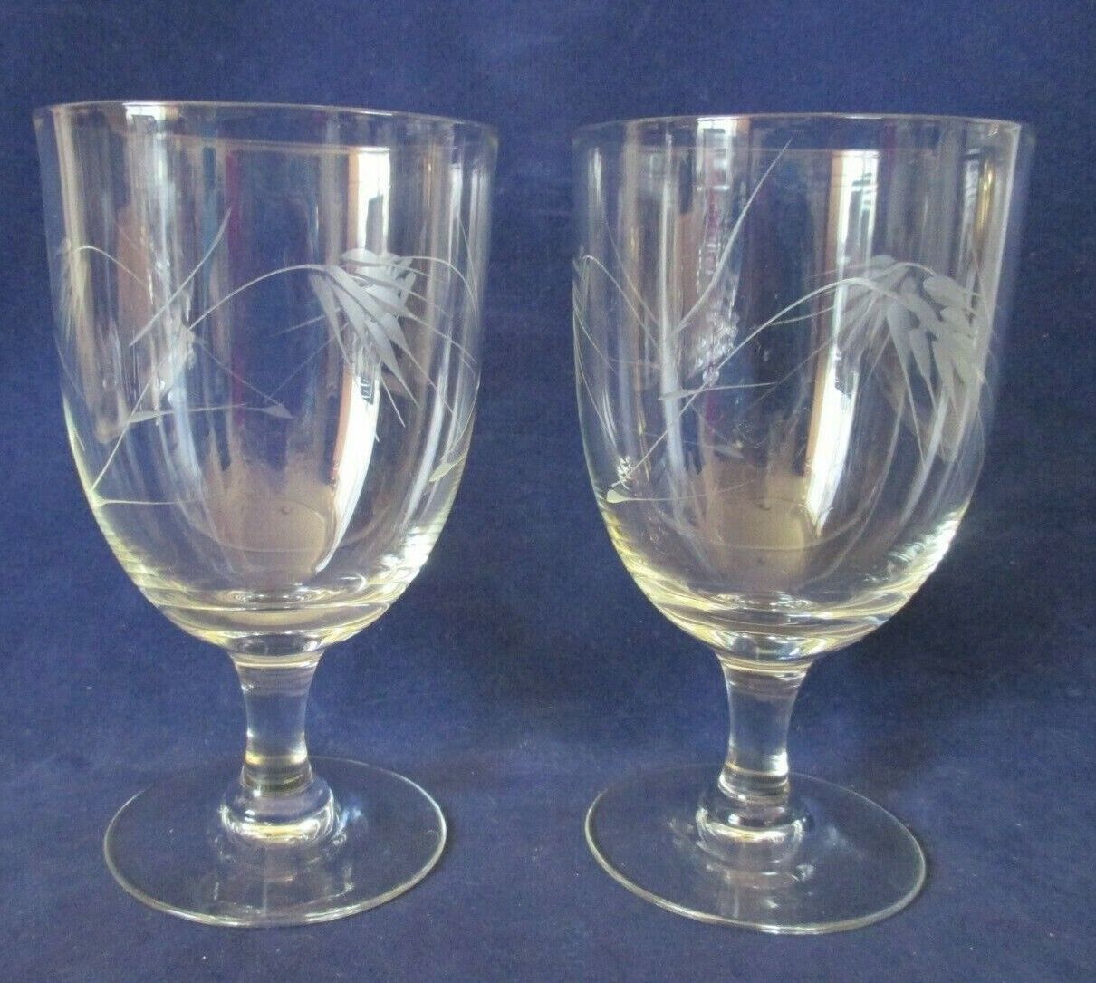 Vintage Sasaki Noritake Wheat Pattern Water Goblet Smooth Stem Two Gla ...