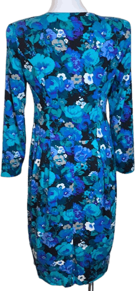 Vintage 80's/90's Drop Waist Blue Floral Button Top Dress by Leslie Fay ...