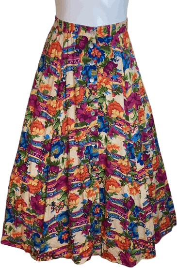 Vintage 80's/90's Multicolor Floral Button Down Full Maxi Skirt by ...
