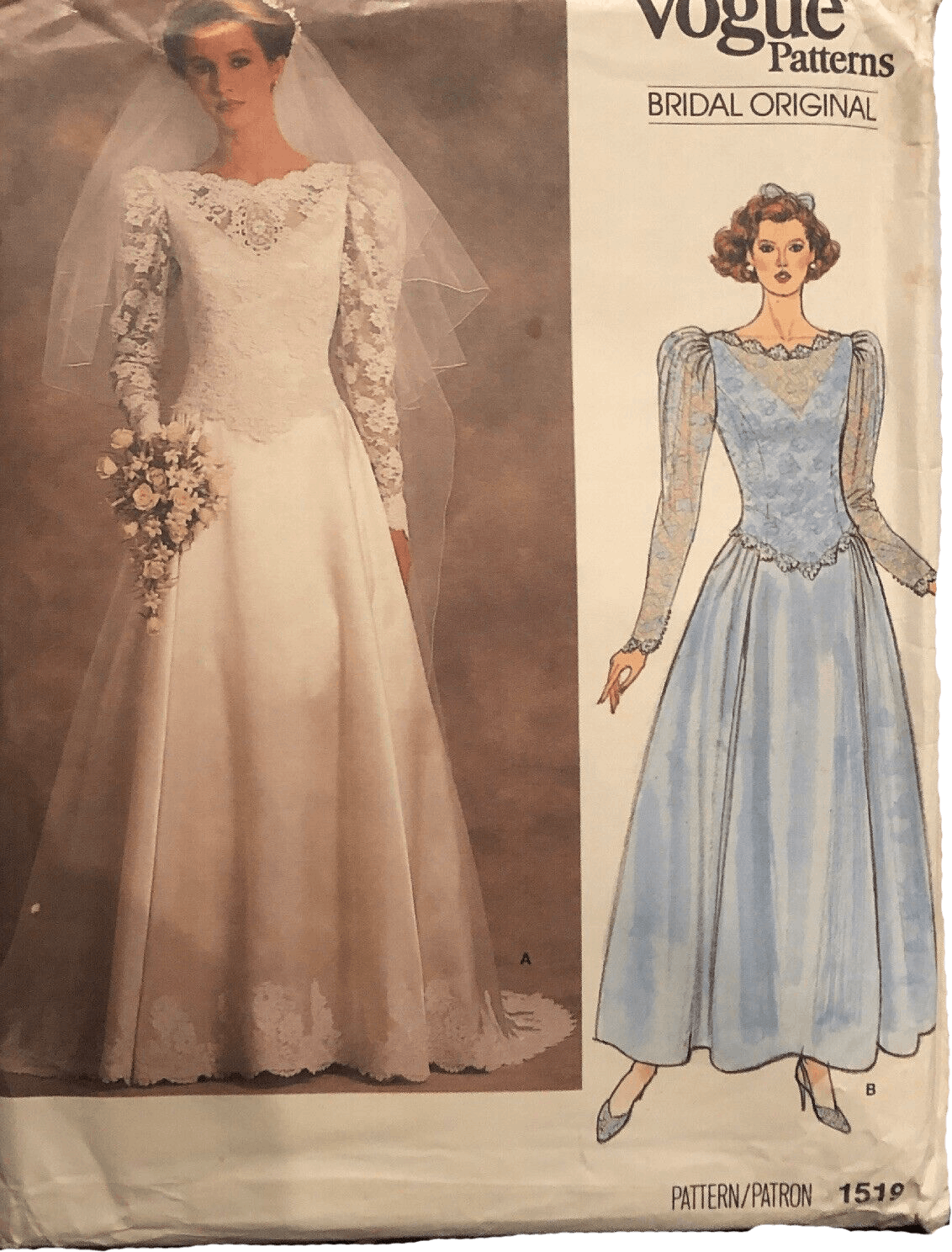 Vogue 1519 Pattern BRIDAL ORIGINAL ~ WEDDING GOWN & PETTICOAT ~ Misses 12  ©1985 | eBay
