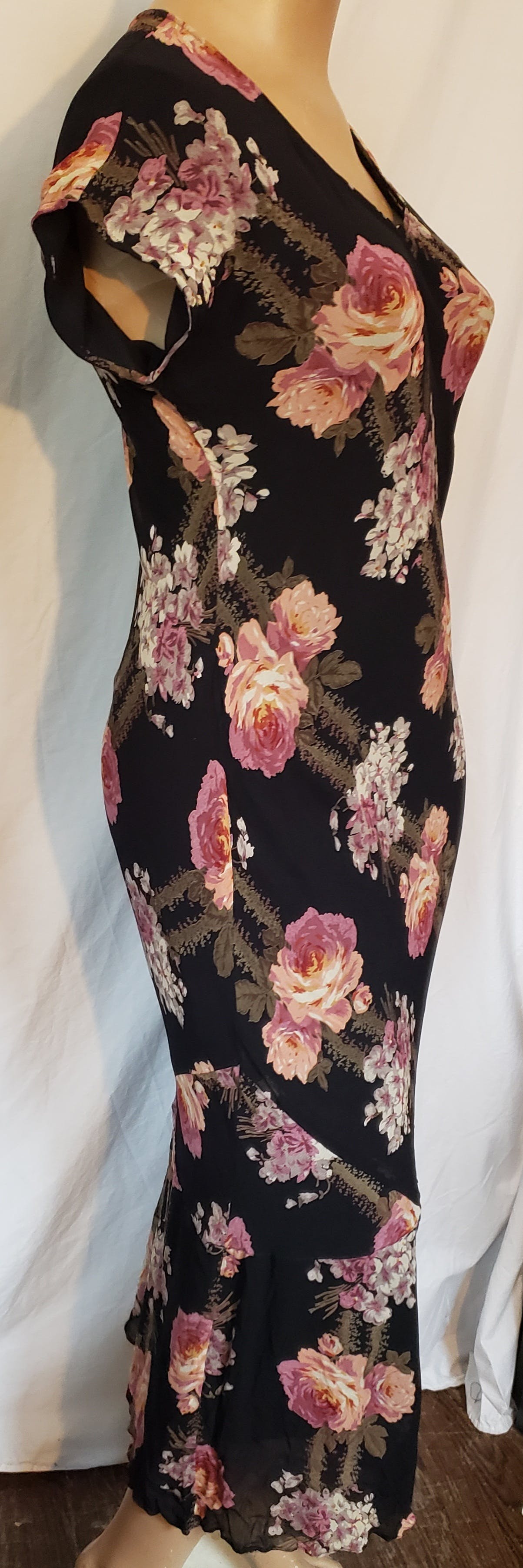 90s Bodycon Fringe Dress / Size 16