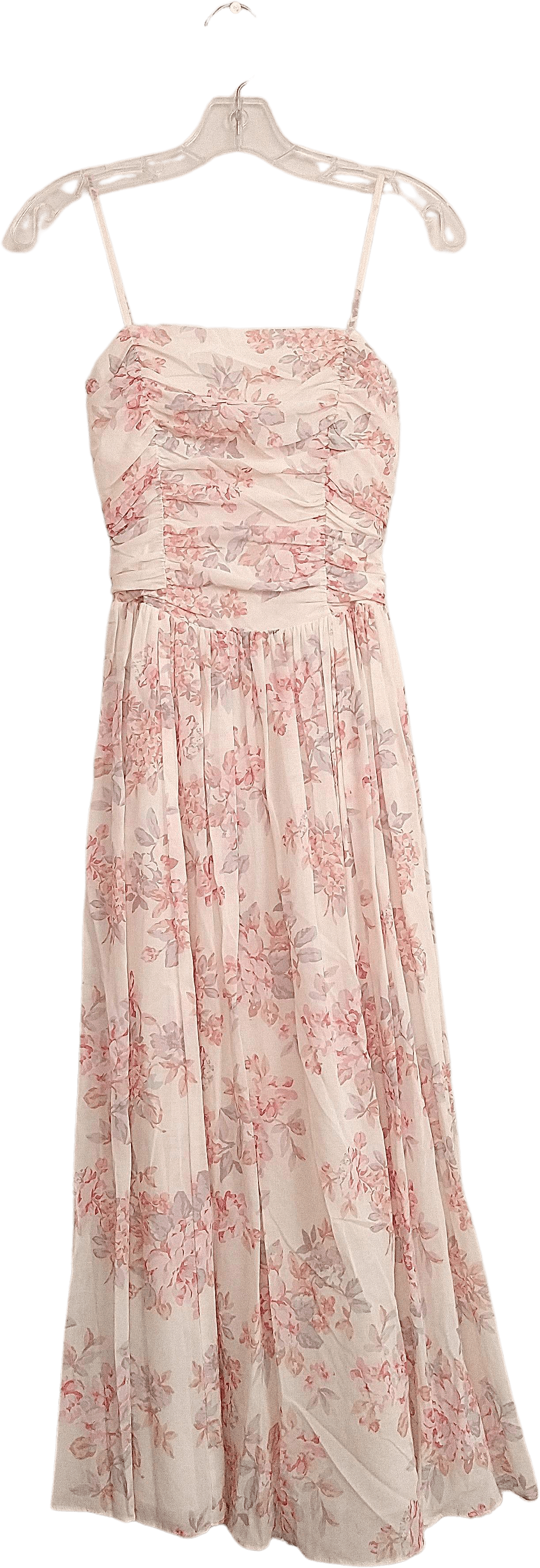 Vintage 80’s Dreamy White and Pink Floral Sundress with Boning and Full ...
