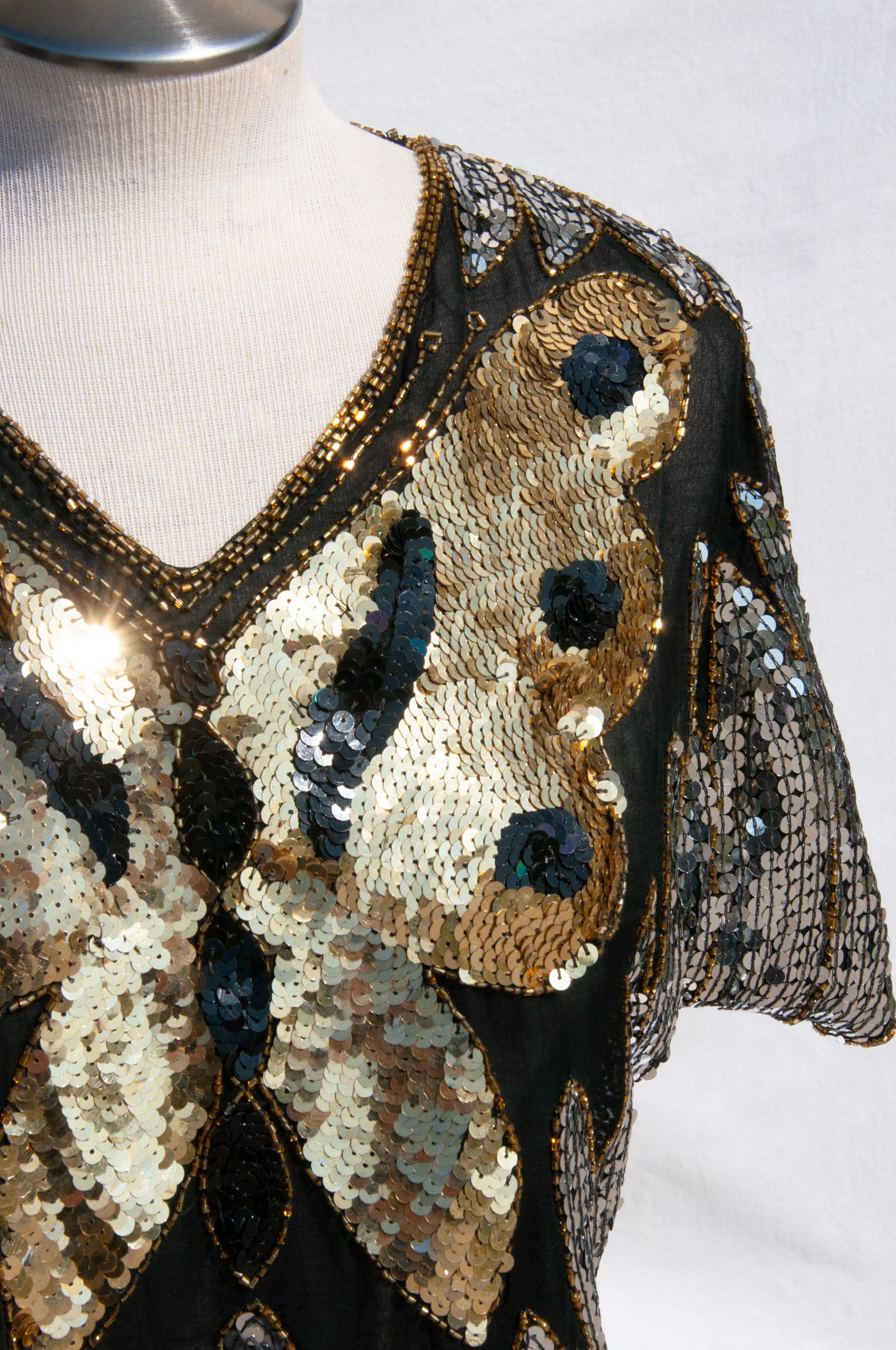 Vintage 80’s Gold Silver Sequin Beaded Butterfly Disco Top | Shop THRILLING