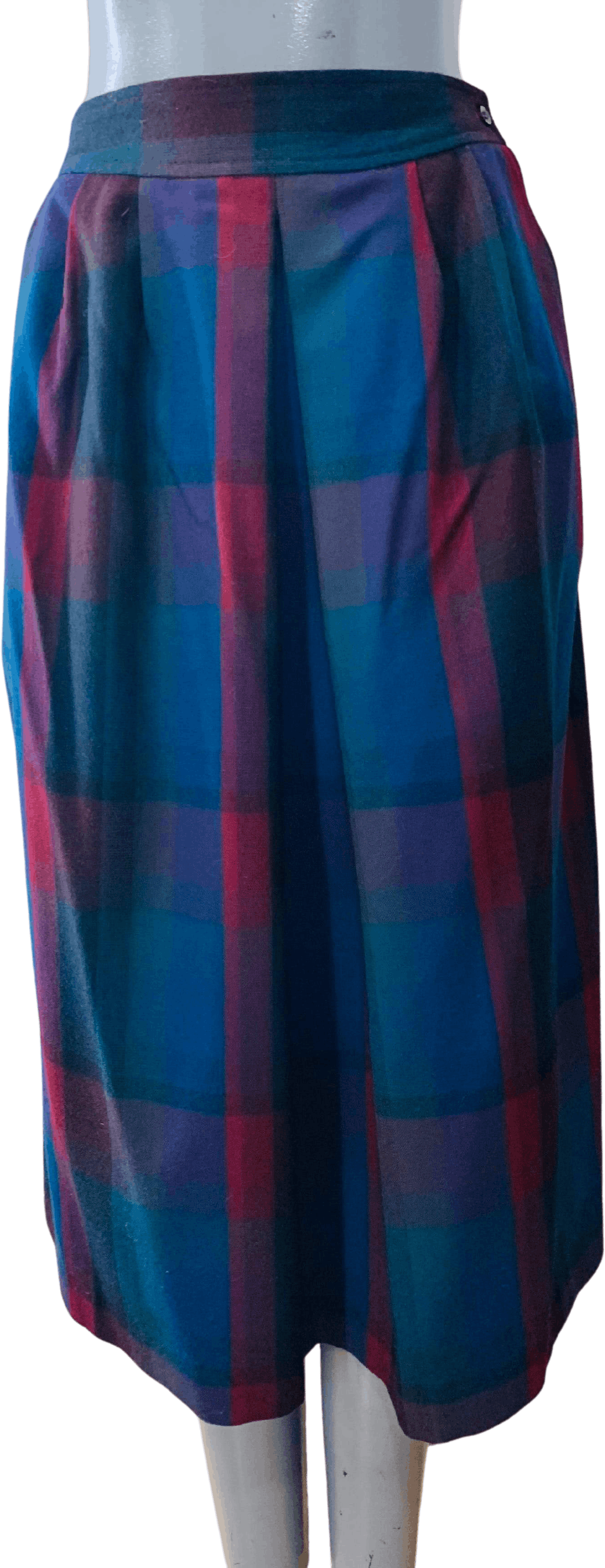 Vintage 80's High Waisted Tartan Wool Skirt by Allen Bernand Sport ...