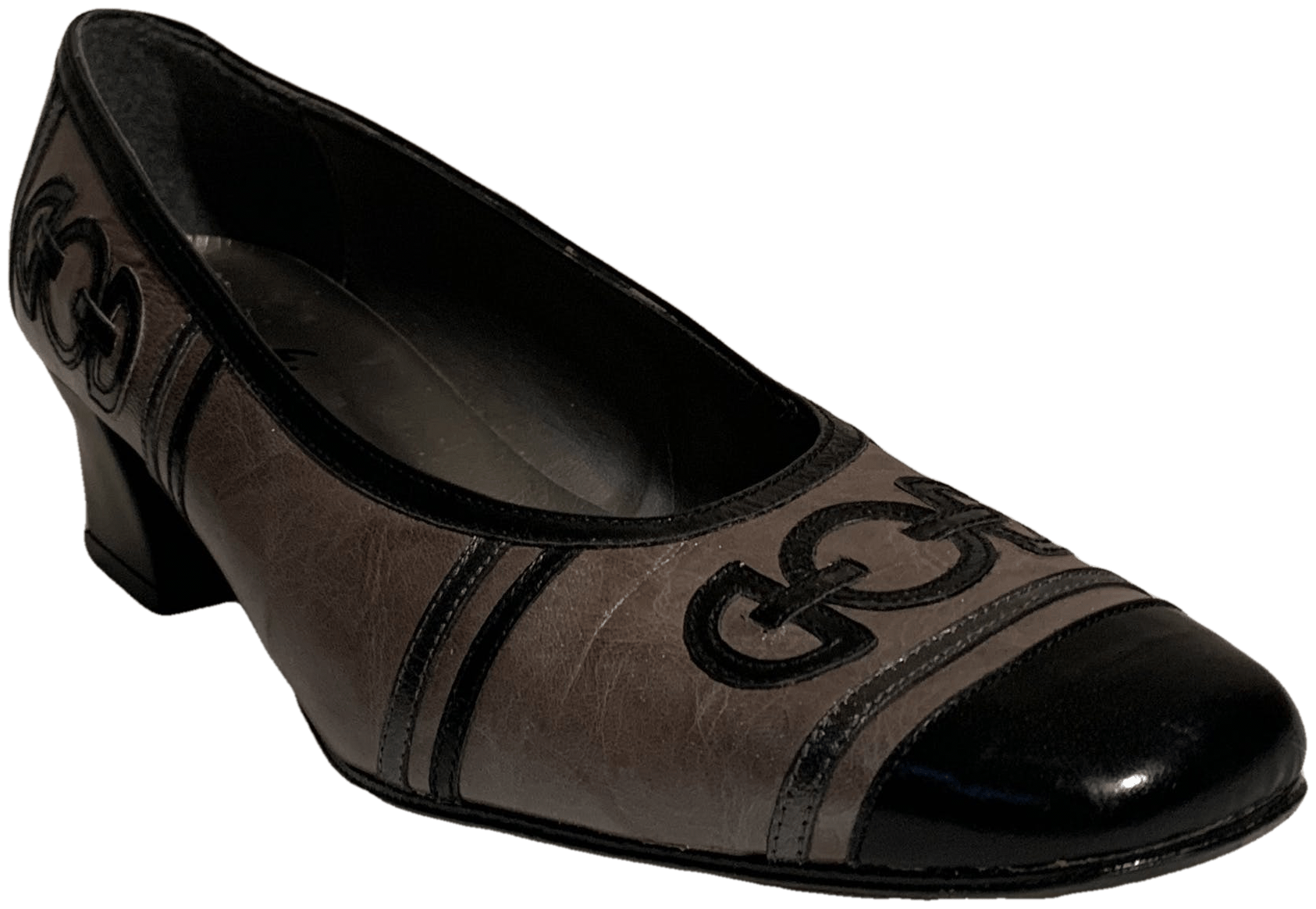 Vintage 80’s Leather Appliqué Block Heel Shoes by Margaret Jerrold ...