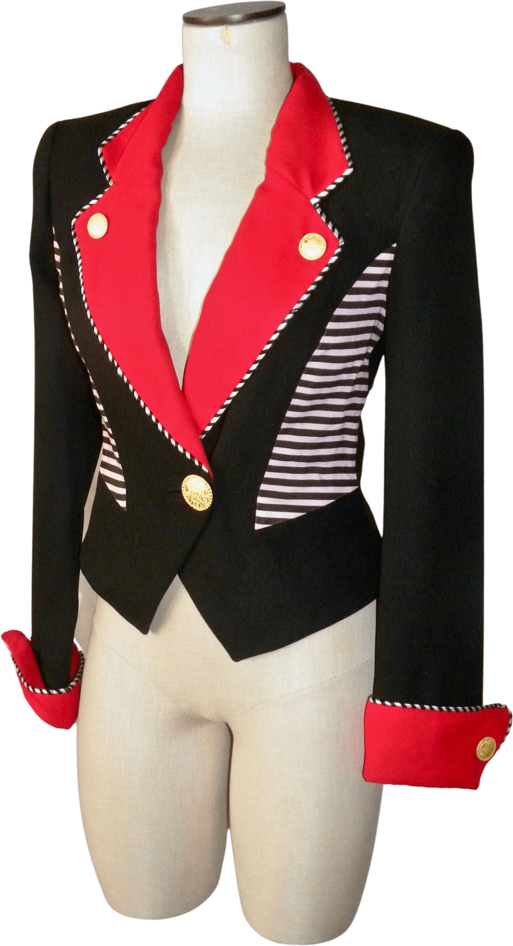 Vintage 80's Red and Black Tuxedo Crop Military Blazer by Criscione ...