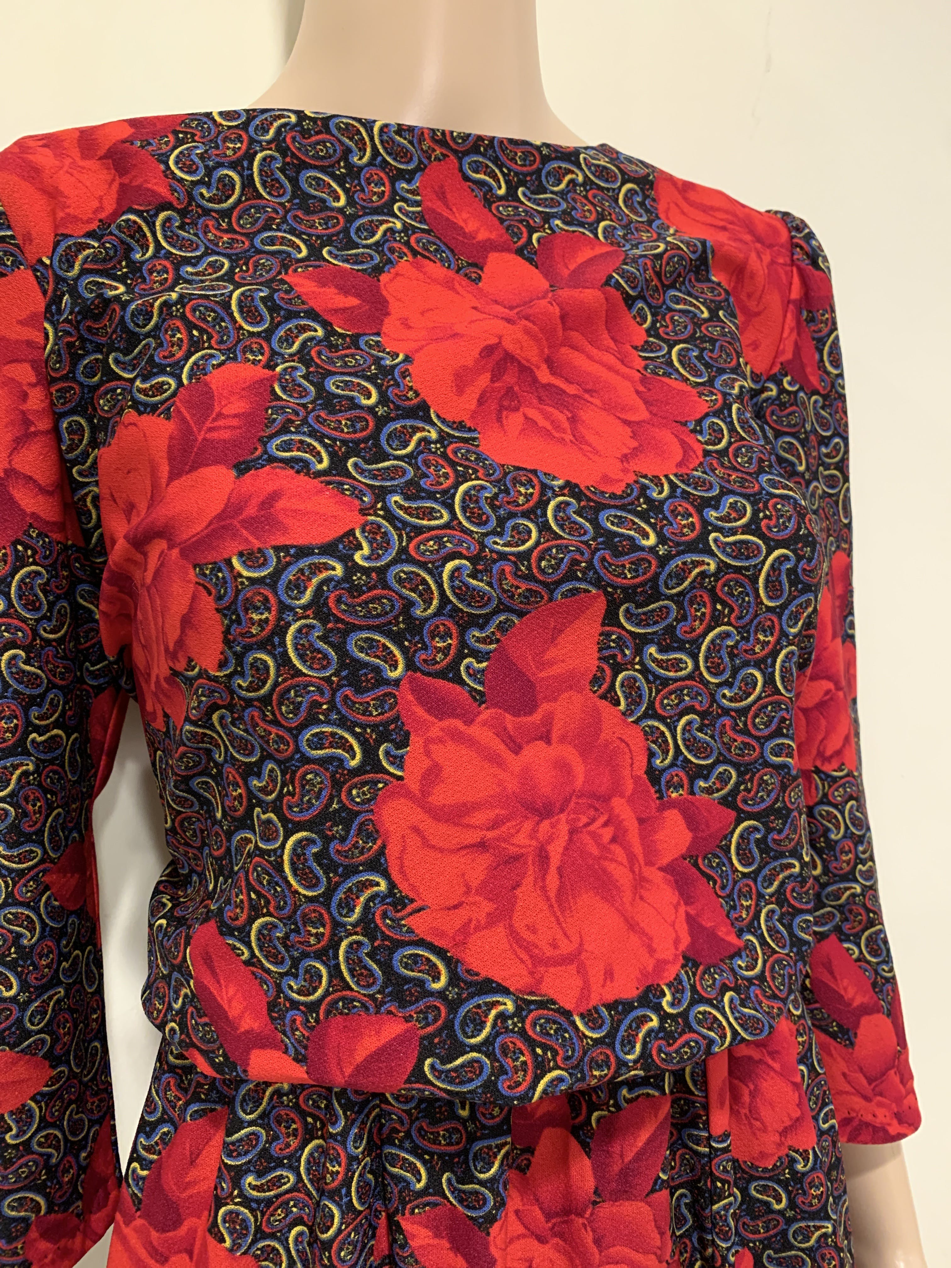 Vintage 80’s Rose Print Flared Dress by Jenny | Shop THRILLING