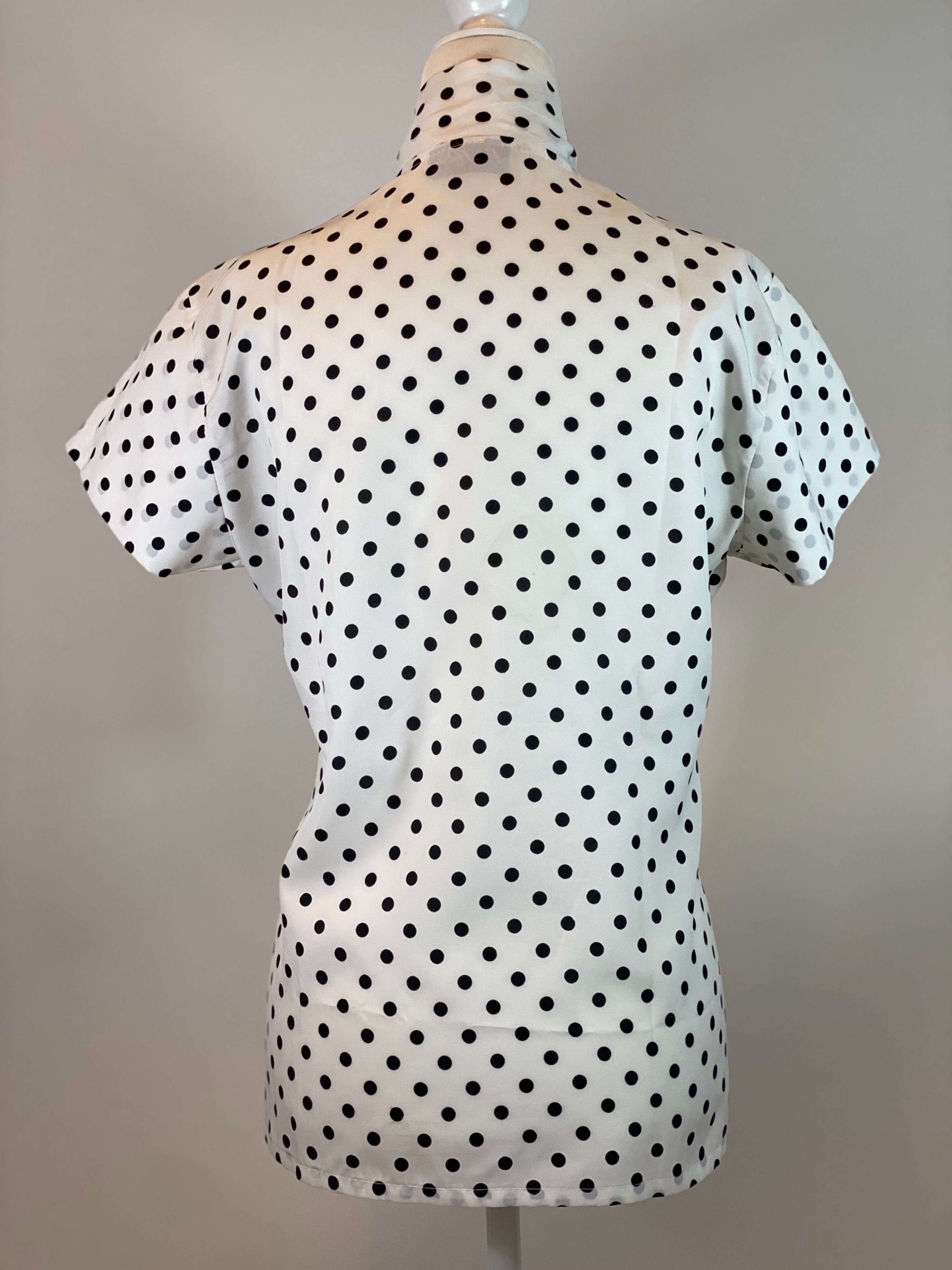 State Womens Short Sleeve Vintage Scatter Dot Tie Waist Blouse White Size S main image 0