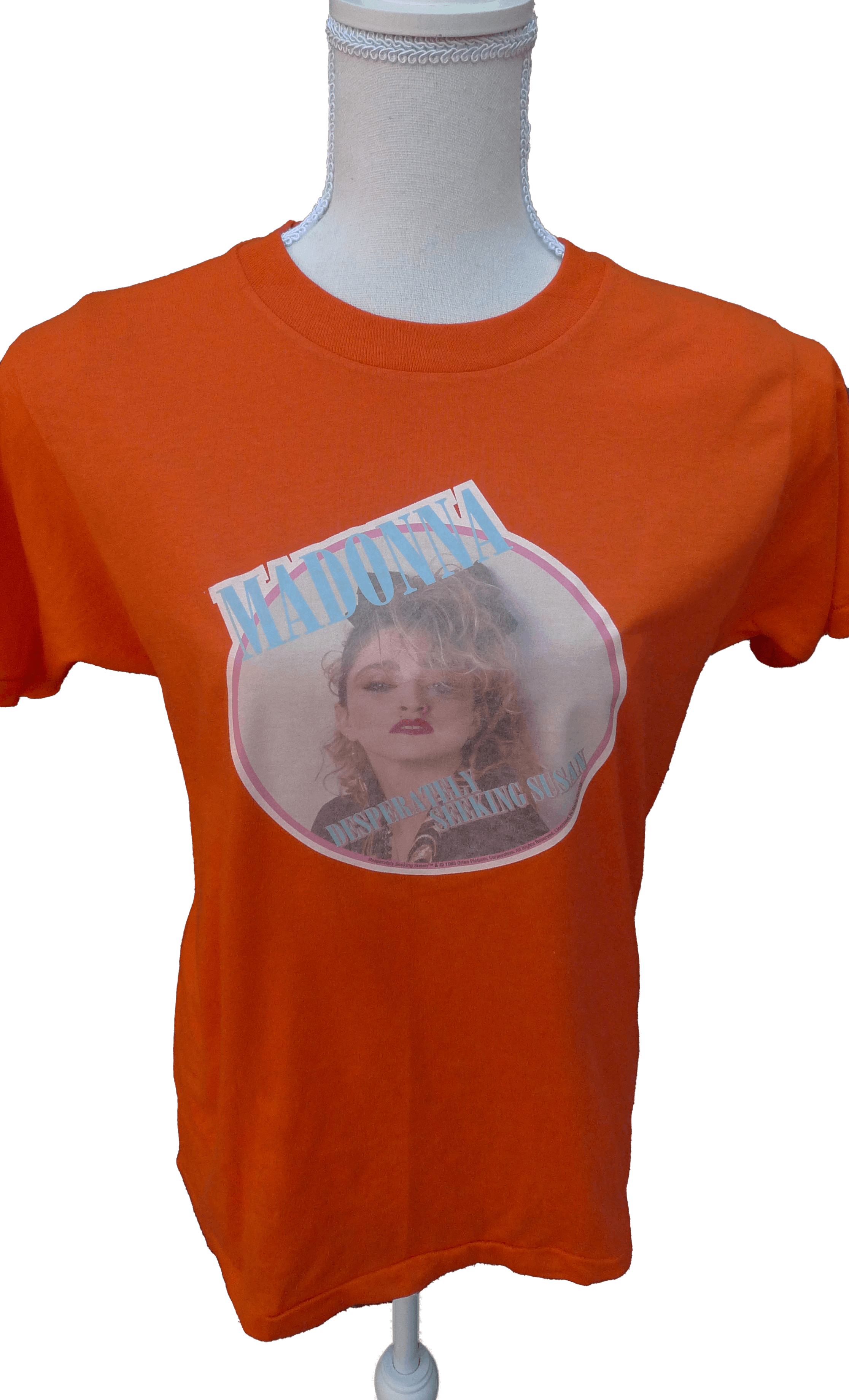 Vintage 80s Orange Madonna Desperately Seeking Susan Shirt By Screen Stars