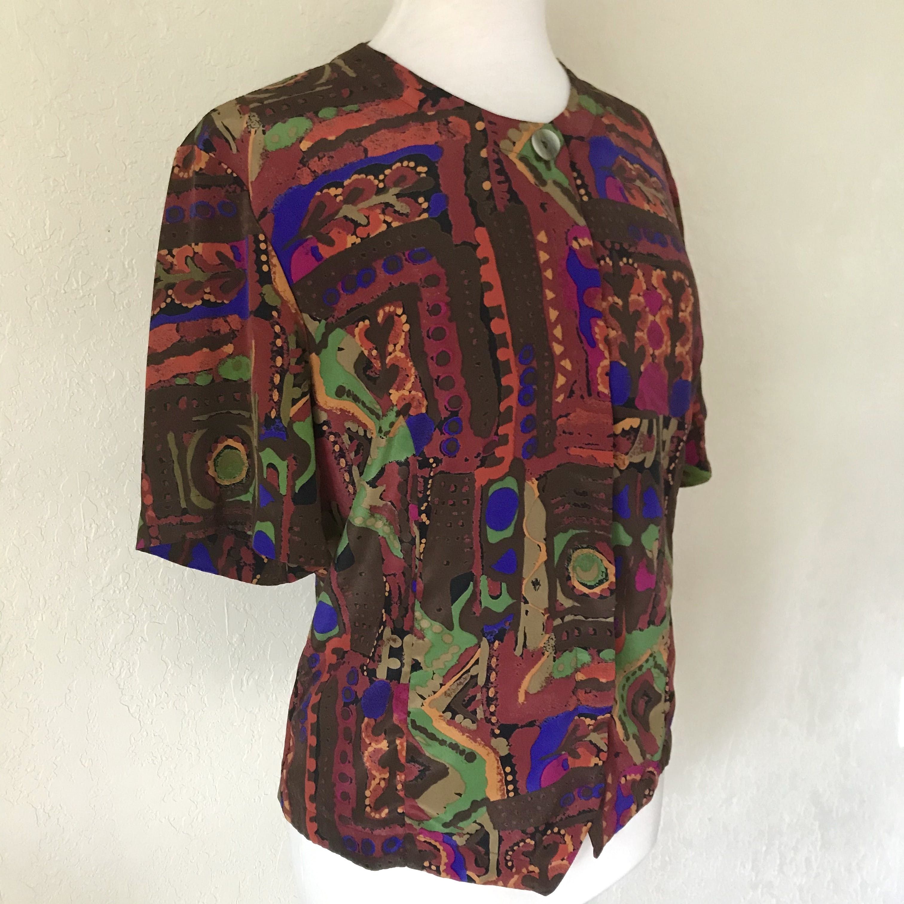 Vintage 90’s Abstract Patterned Blouse by Bora Bora | Shop THRILLING