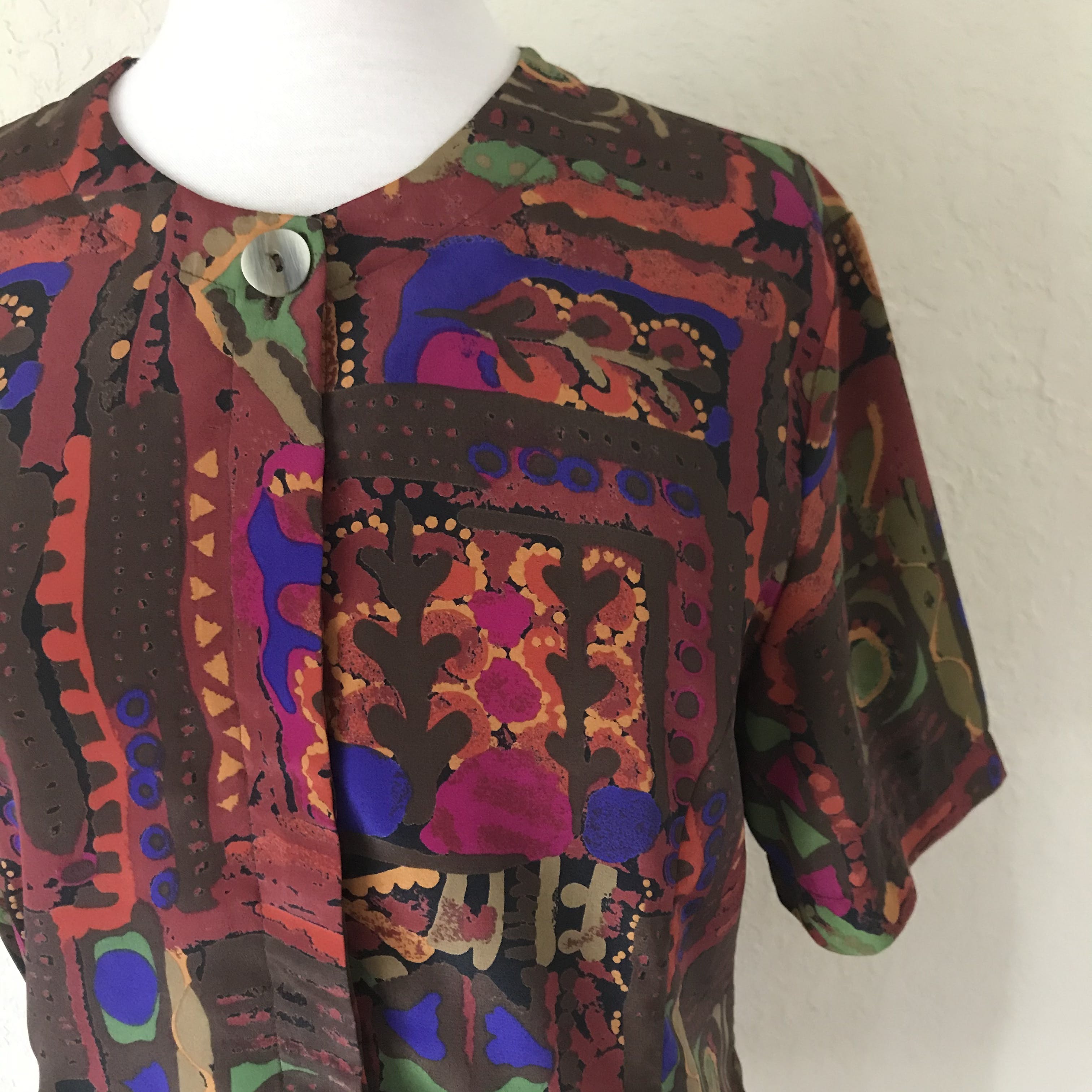 Vintage 90’s Abstract Patterned Blouse by Bora Bora | Shop THRILLING