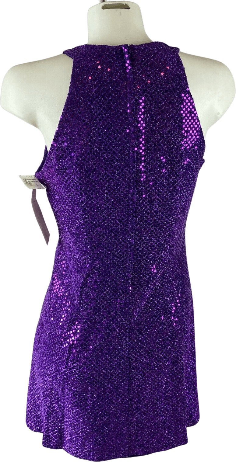 Vintage 90’s Purple Sequin Sleeveless Skater Prom Dress by All That