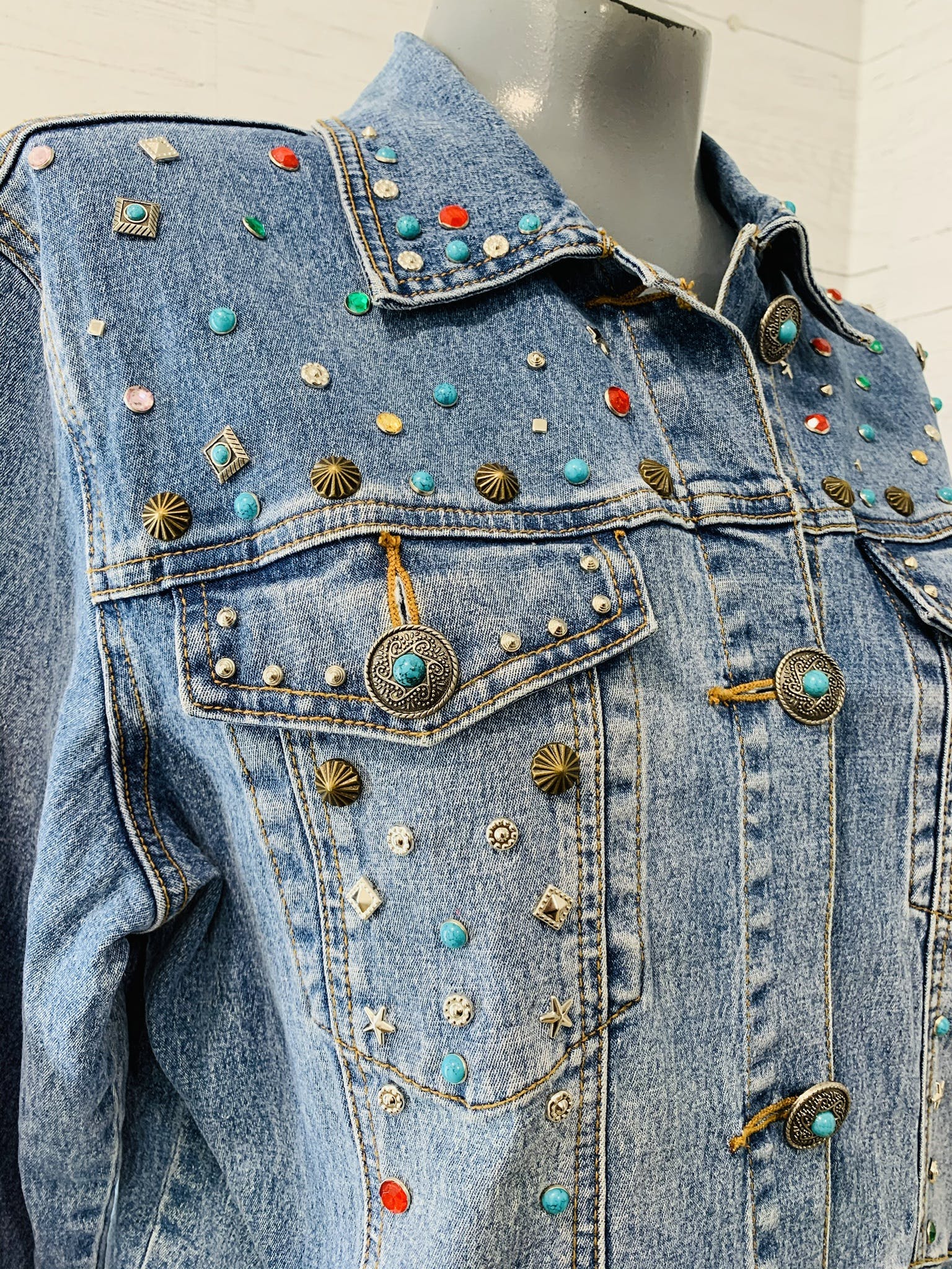 Vintage 90's Western Studded Denim Jacket by Diane Gilman | Shop THRILLING