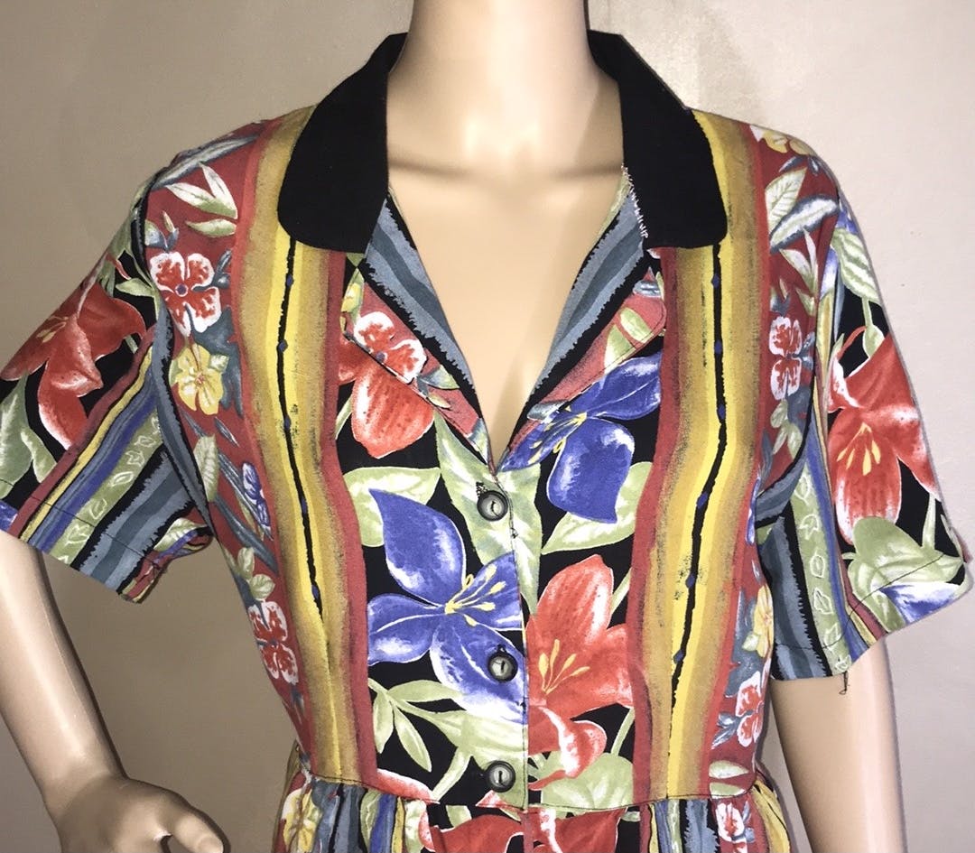 Vintage 90's Tropical Buttoned Dress by Cascais | Shop THRILLING