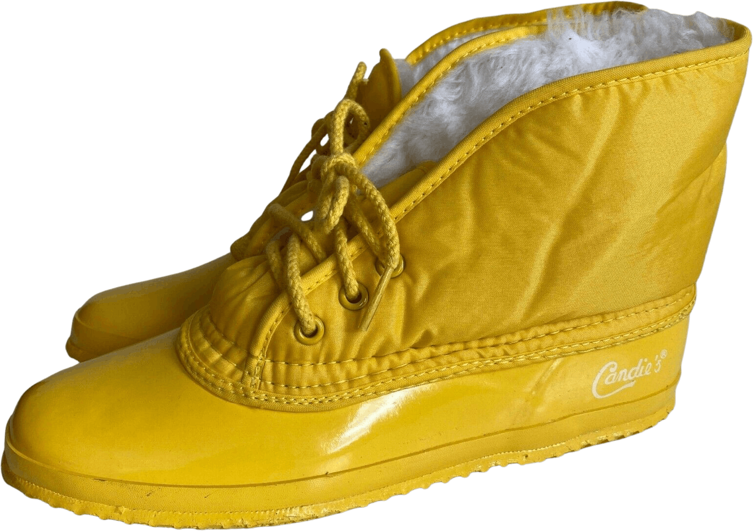 Vintage 90's Rain Snow Fleece Lined Yellow Rubber Duck Boots by Candies